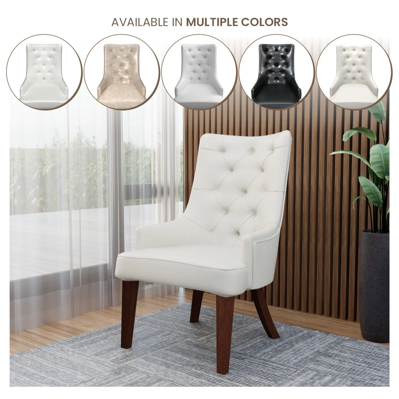 Spruce Collection Modern Wooden Dining Chair in White Set of 4