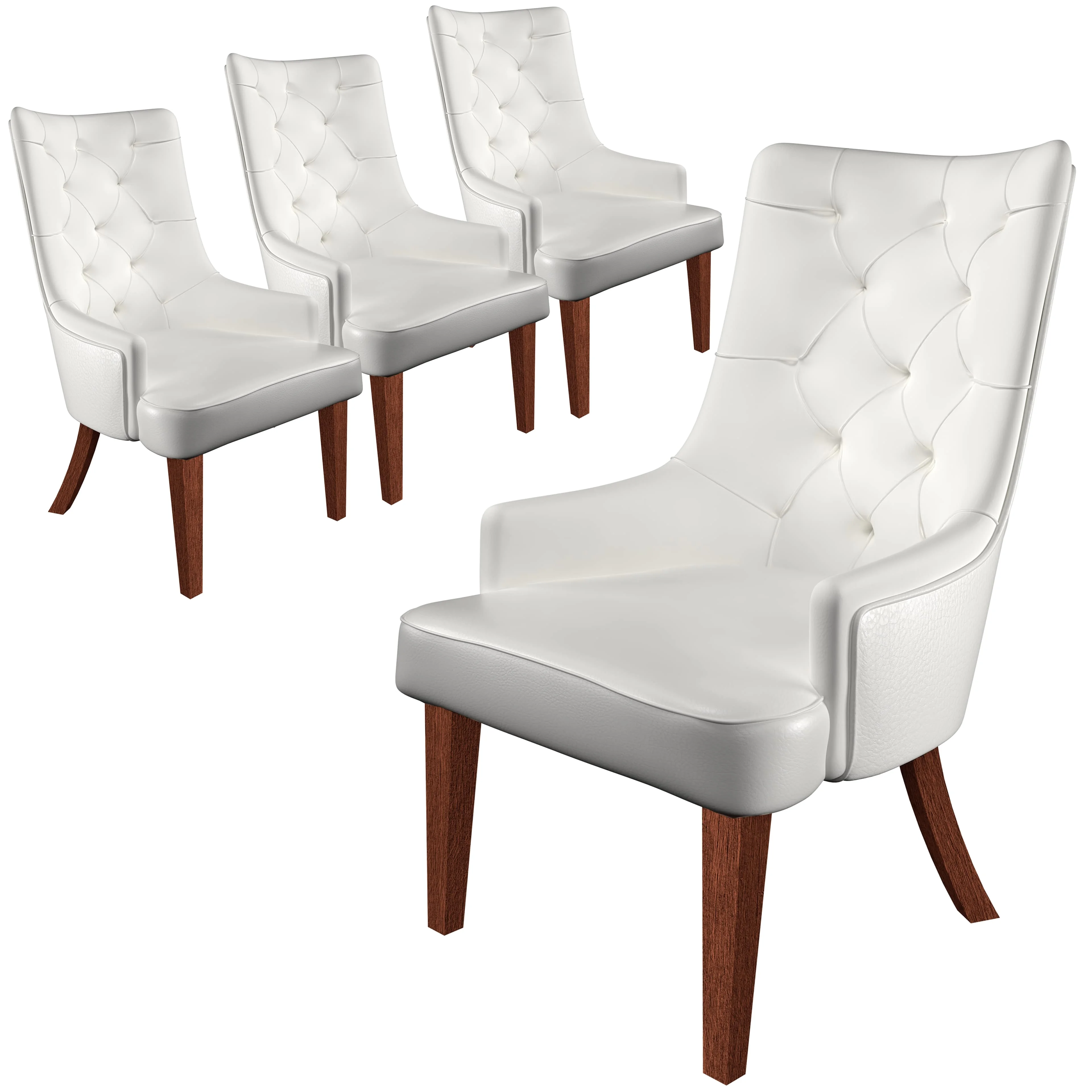 Spruce Collection Modern Wooden Dining Chair in White Set of 4