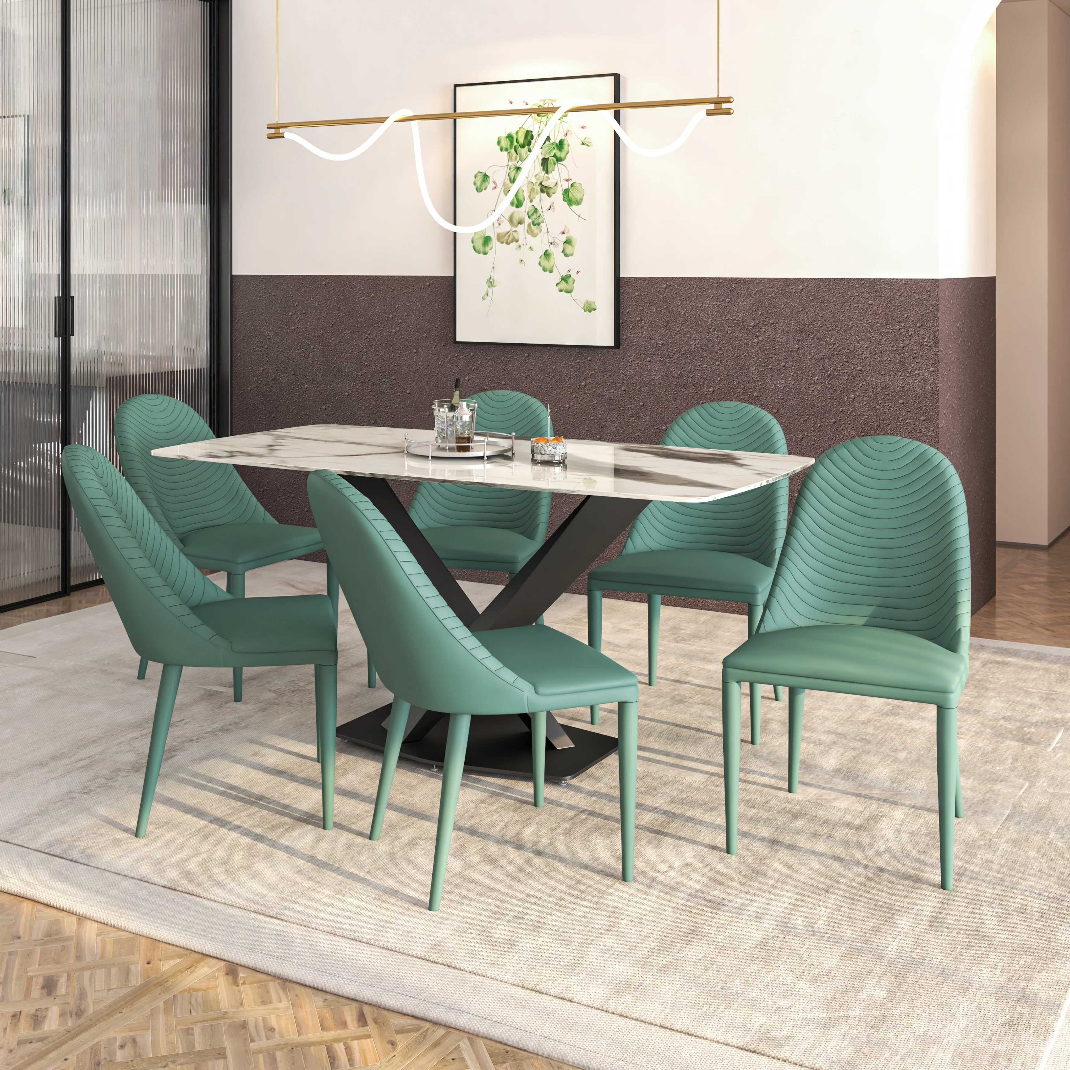 Seville Collection Modern Dining Chair in Green