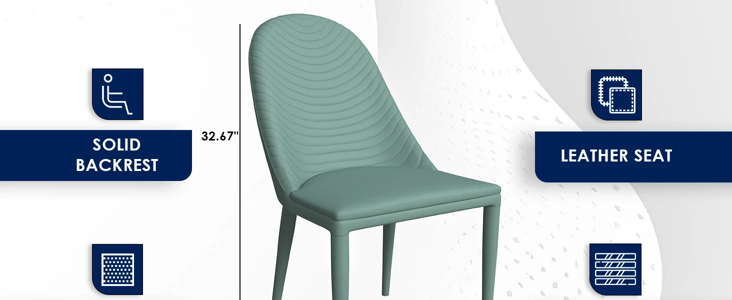 Seville Collection Modern Dining Chair in Green - Set of 4
