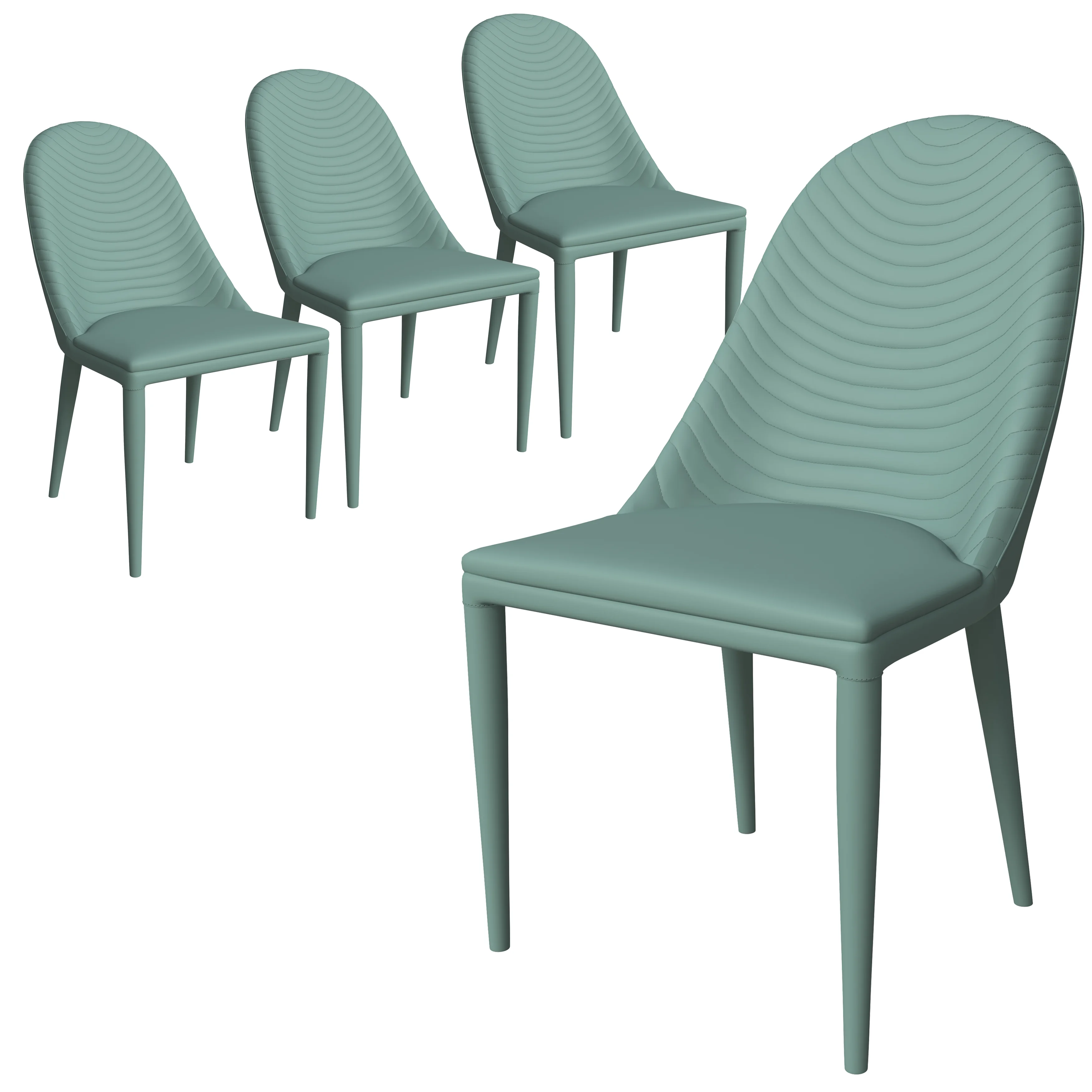 Seville Collection Modern Dining Chair in Green - Set of 4