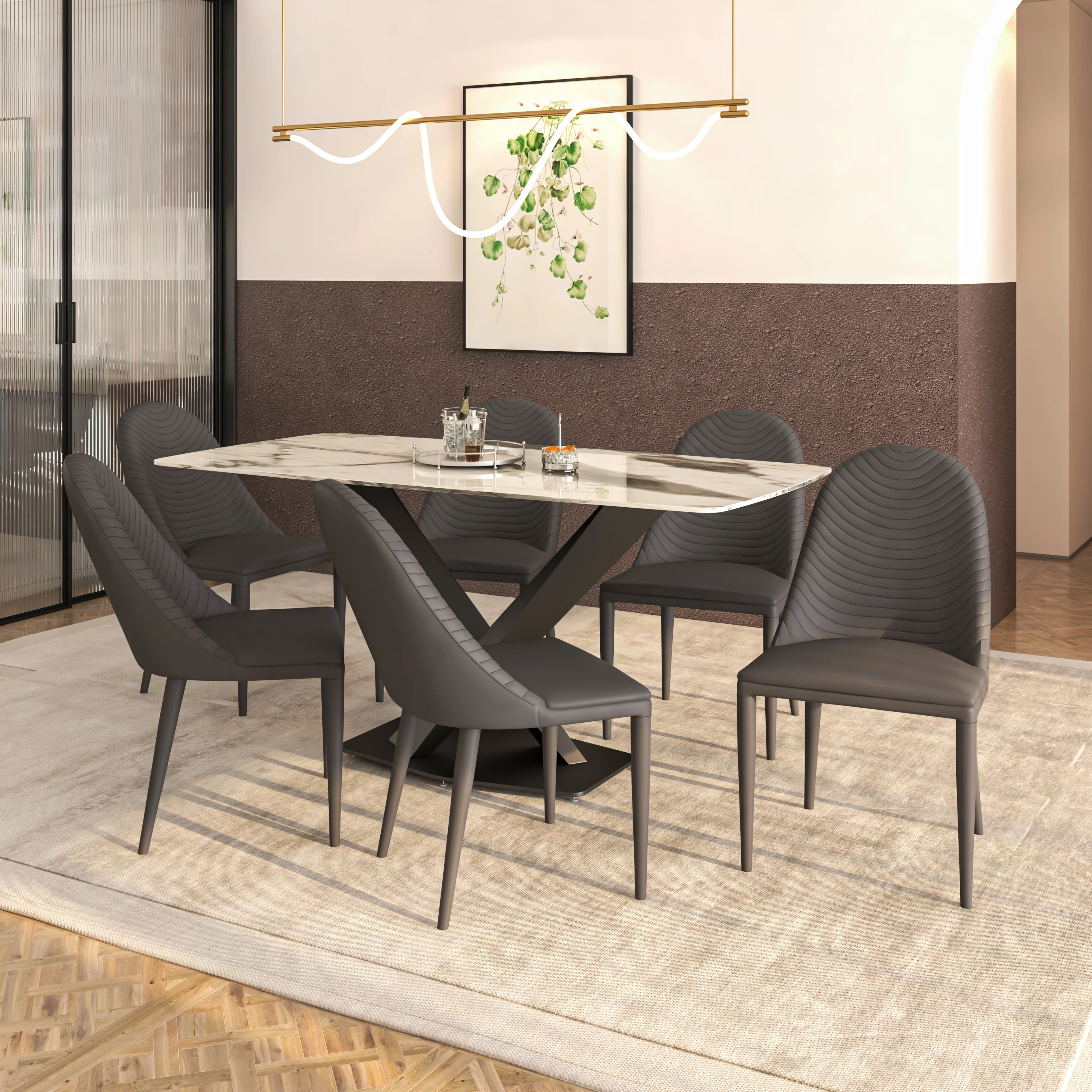 Seville Collection Modern Dining Chair in Grey
