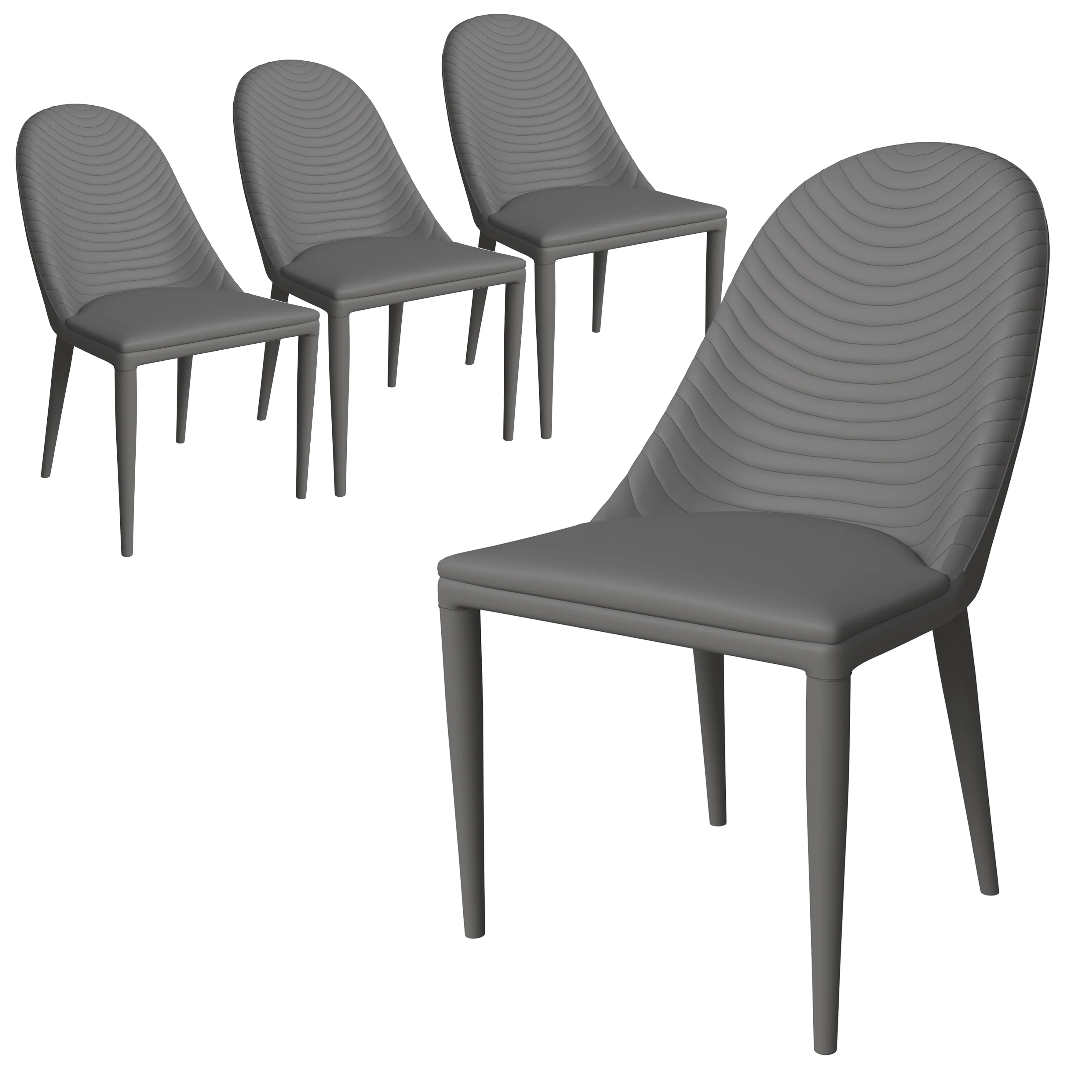 Seville Collection Modern Dining Chair in Grey - Set of 4