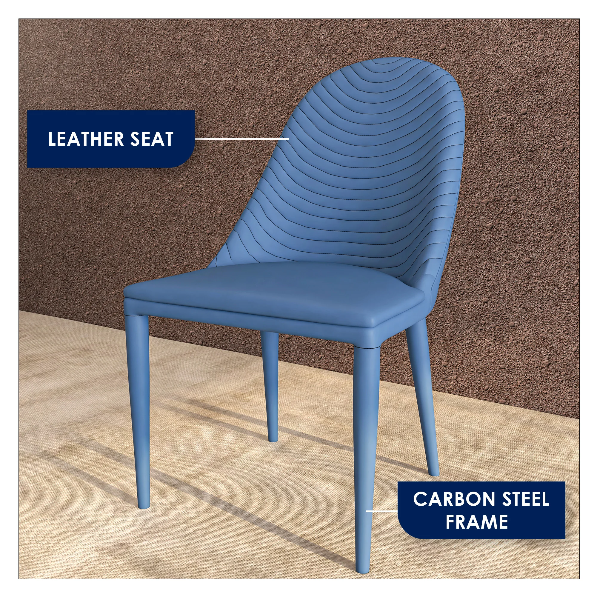 Seville Collection Modern Dining Chair in Navy Blue - Set of 2