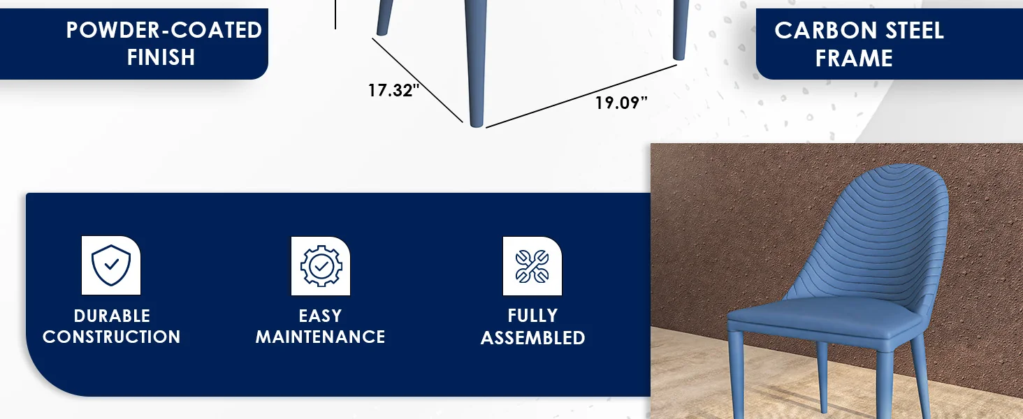 Seville Collection Modern Dining Chair in Navy Blue - Set of 4