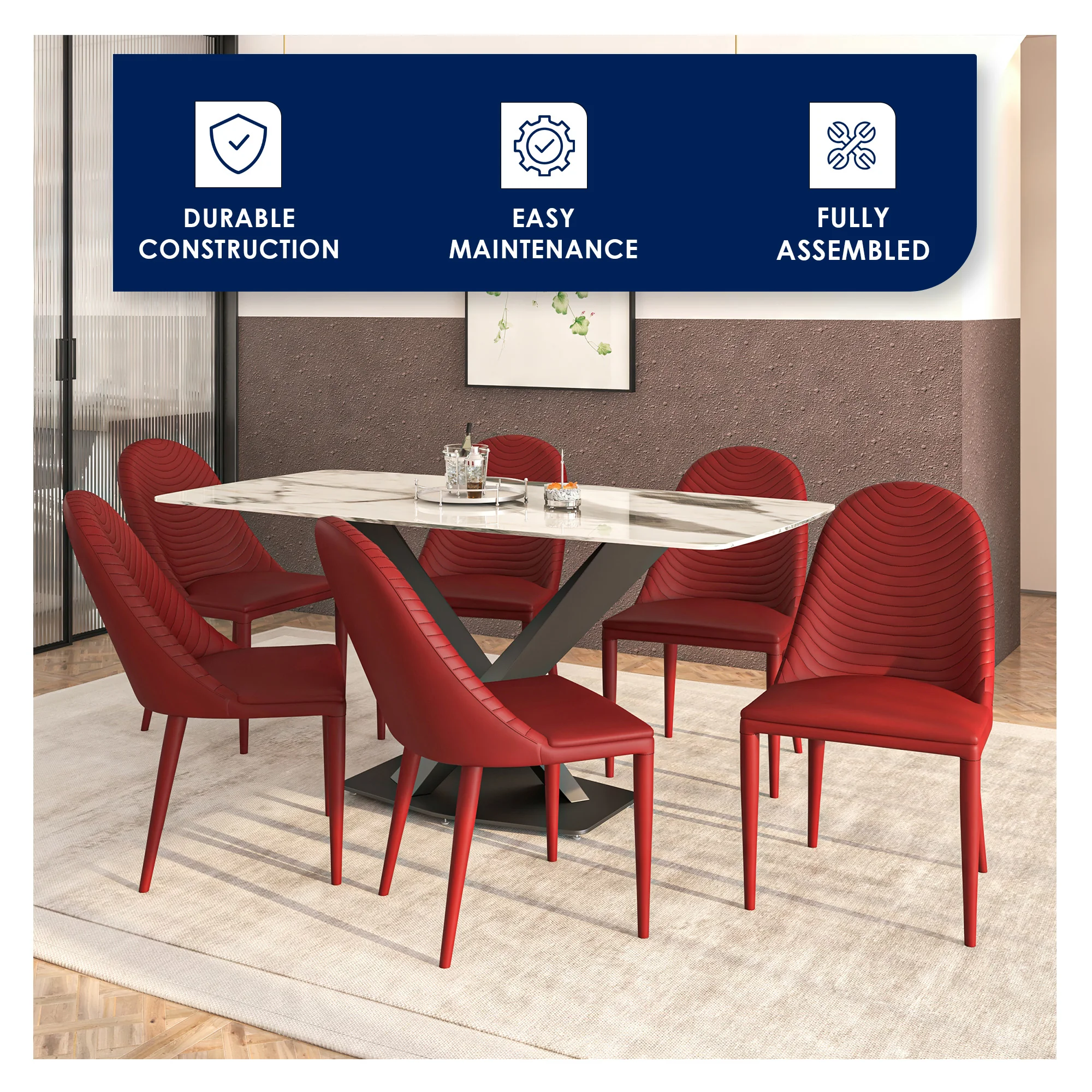 Seville Collection Modern Dining Chair in Red