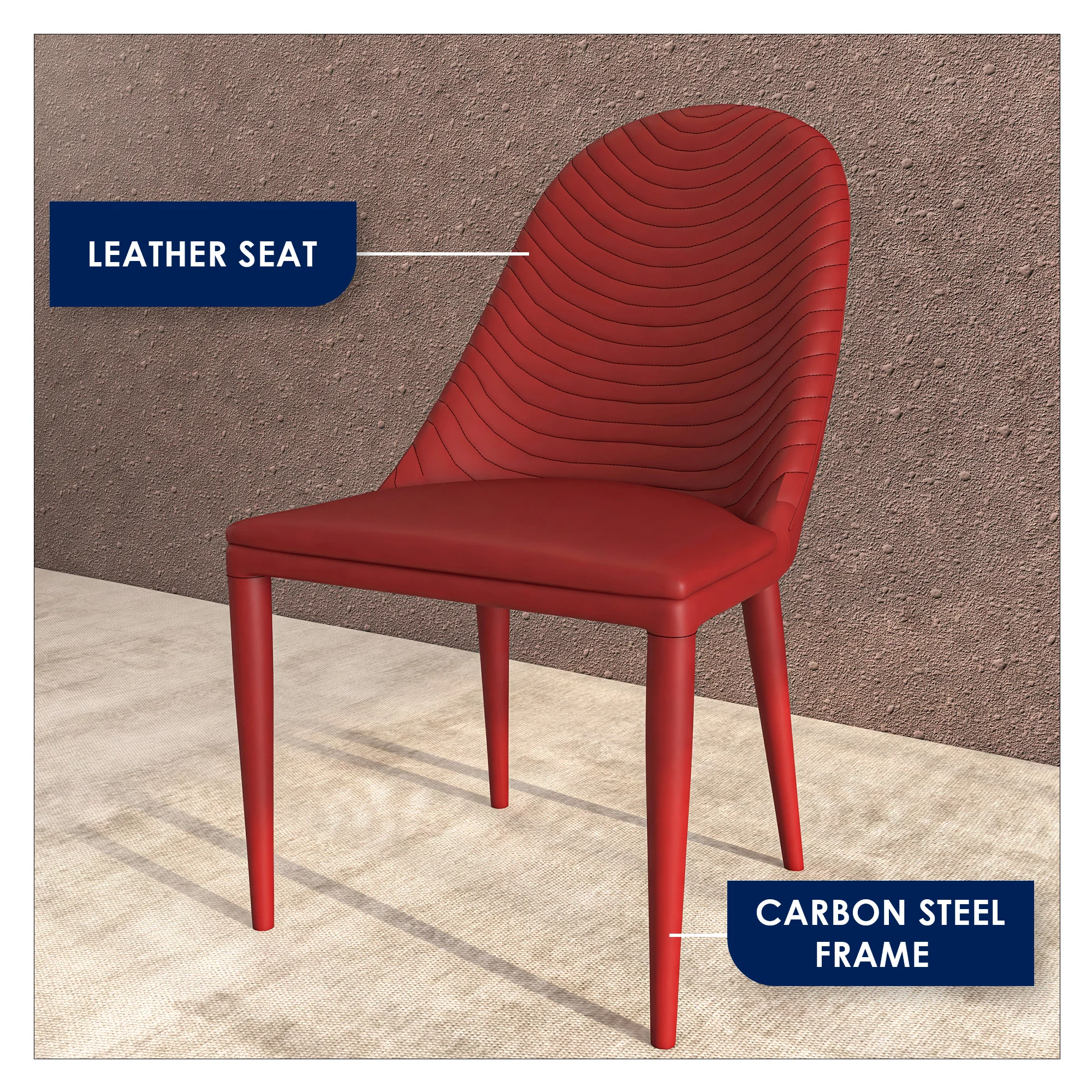 Seville Collection Modern Dining Chair in Red - Set of 2