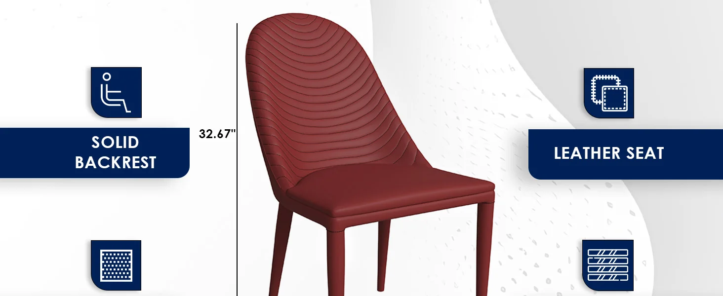 Seville Collection Modern Dining Chair in Red - Set of 4