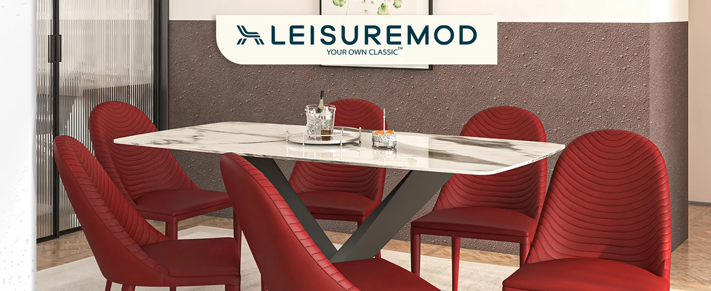 Seville Collection Modern Dining Chair in Red - Set of 4