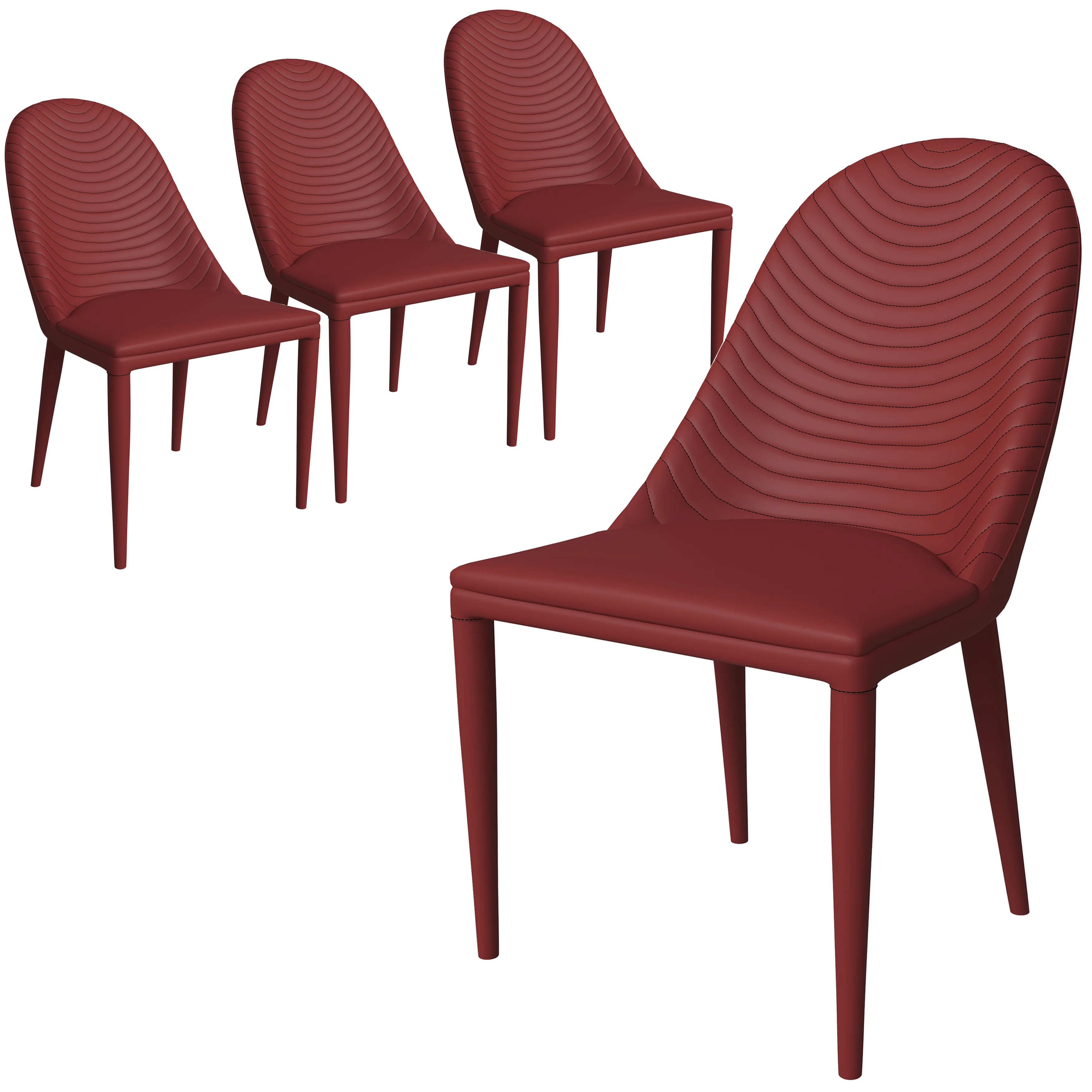 Seville Collection Modern Dining Chair in Red - Set of 4