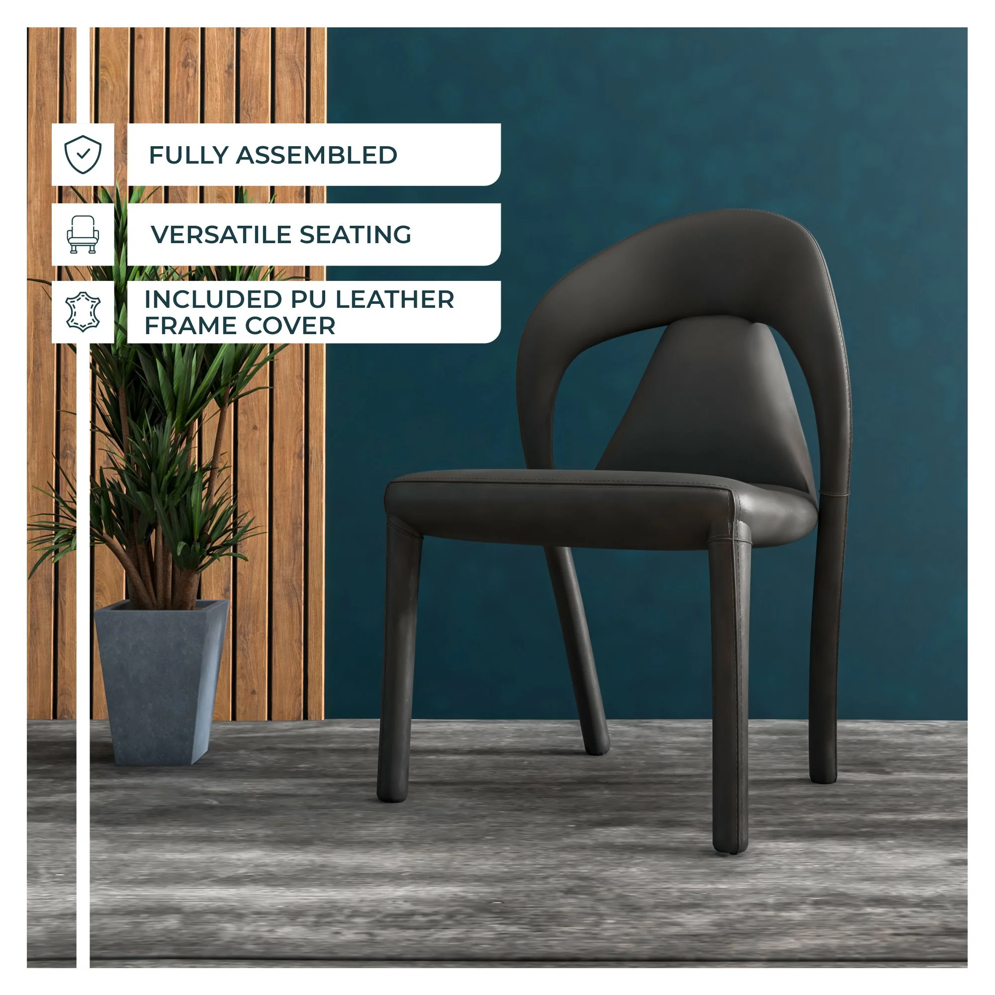 Solace Series Modern Dining Chair in Black