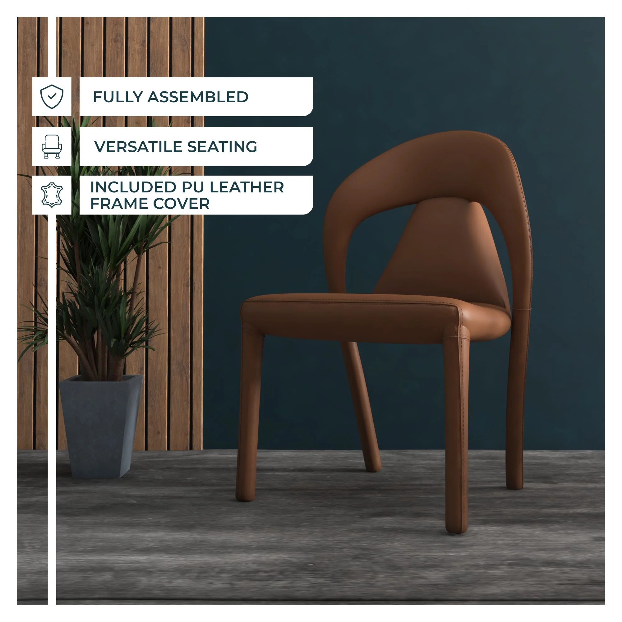 Solace Series Modern Dining Chair in Brown