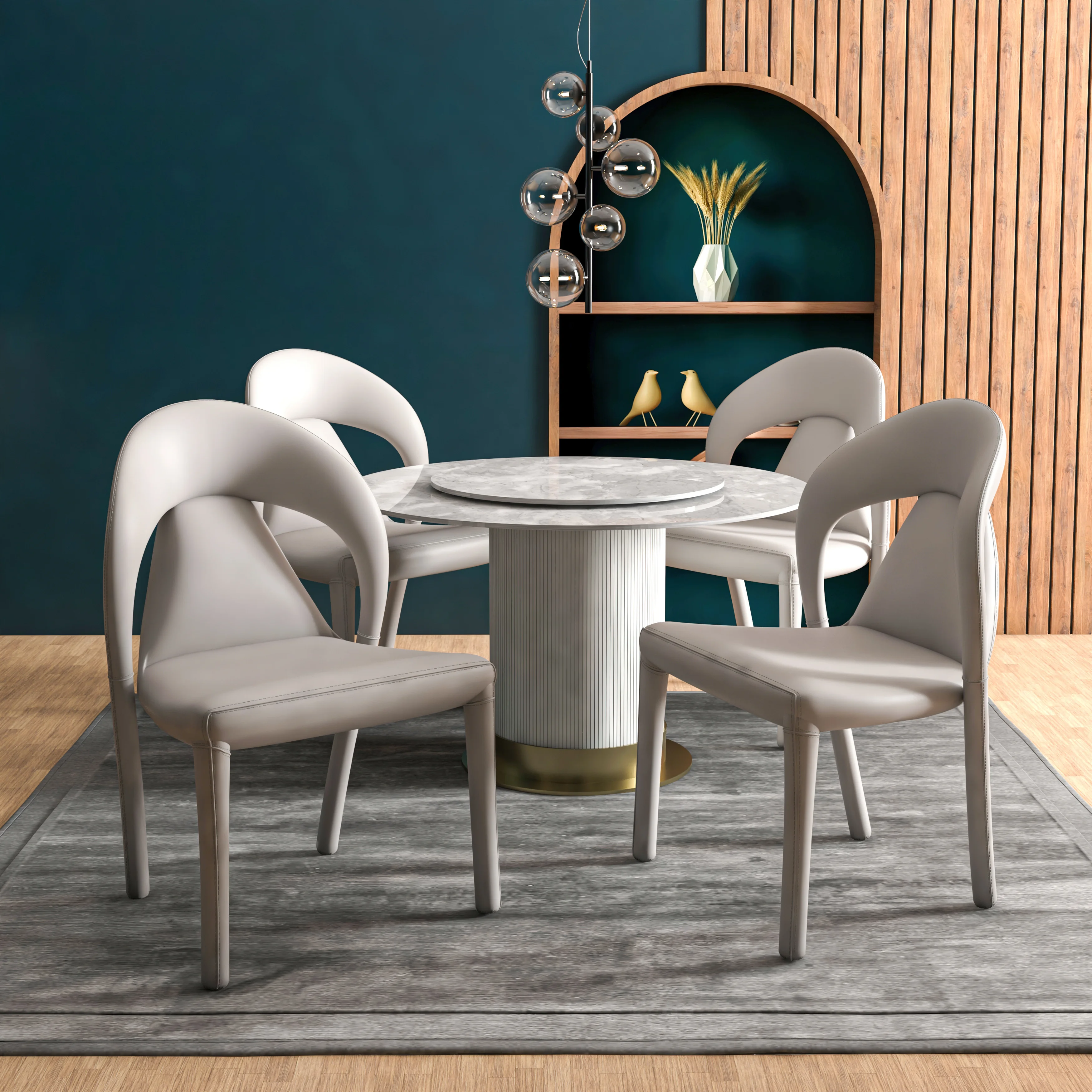 Solace Series Modern Dining Chair in Light Grey Set of 4