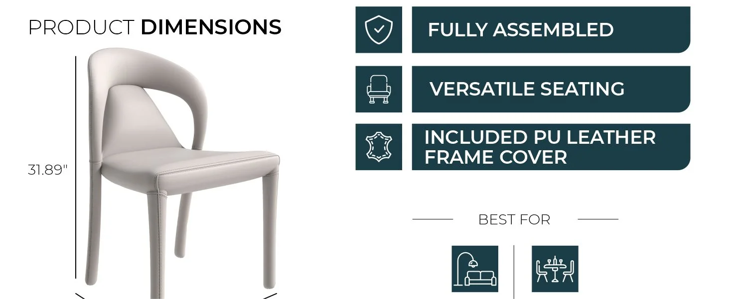 Solace Series Modern Dining Chair in Light Grey Set of 4