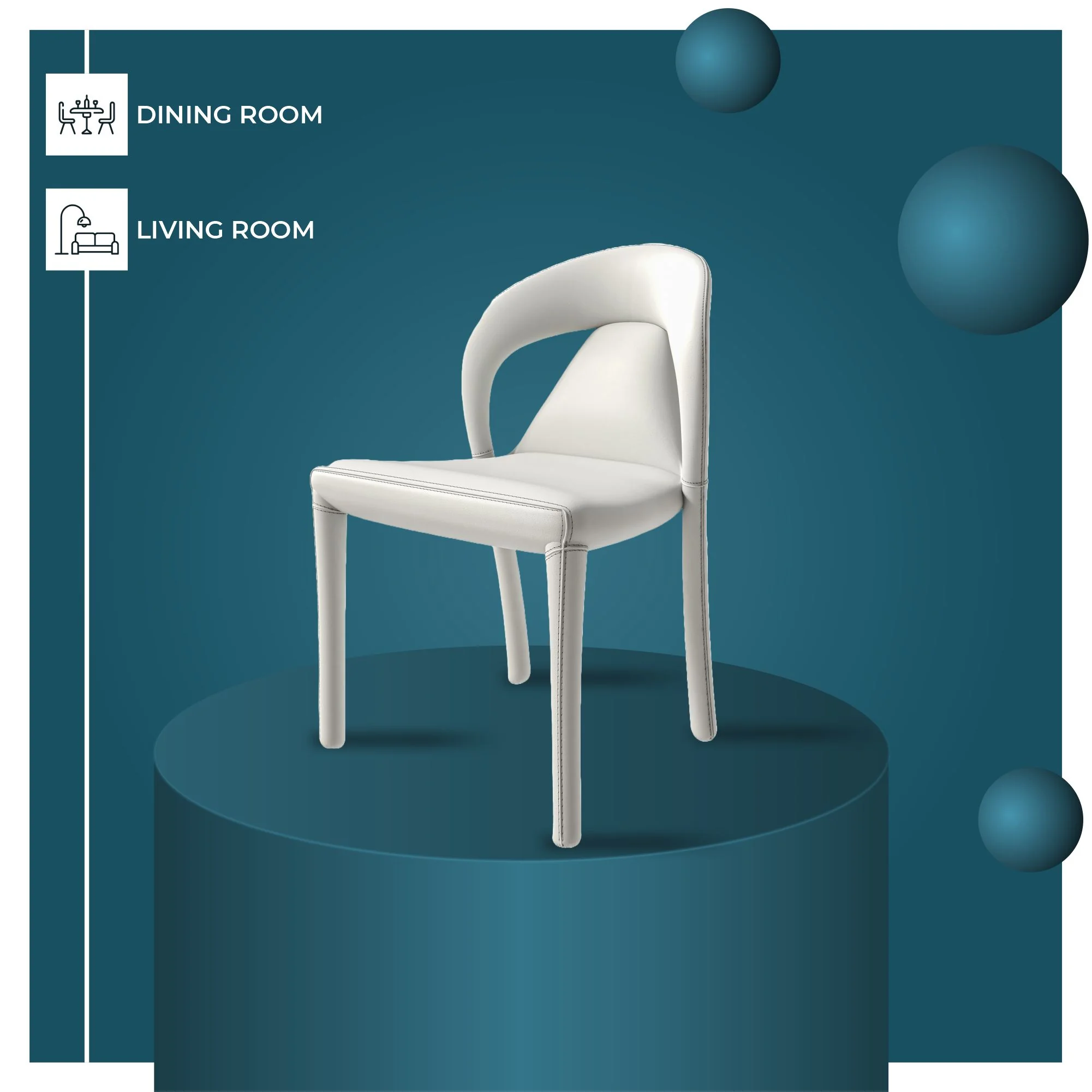 Solace Series Modern Dining Chair in White Set of 2