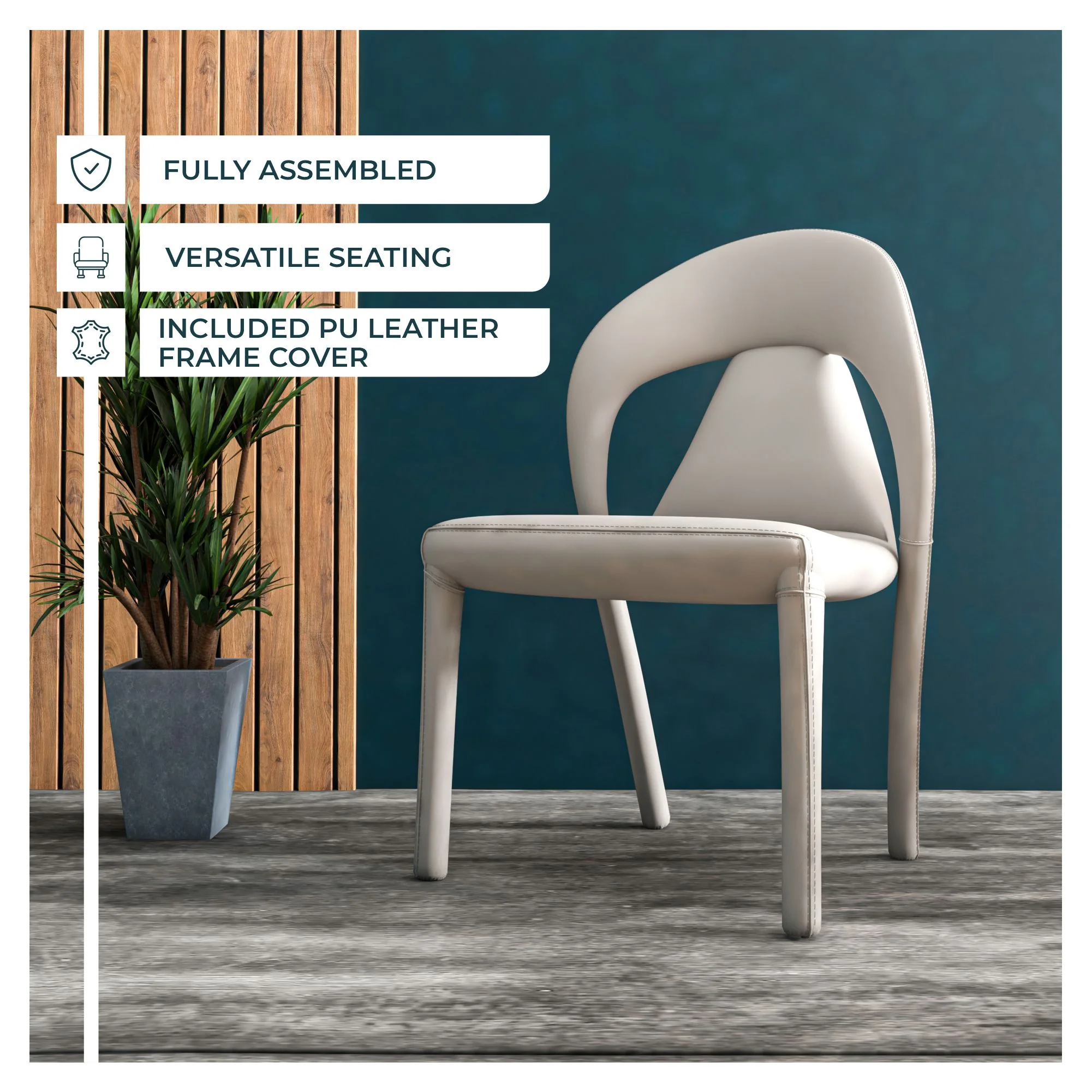 Solace Series Modern Dining Chair in White Set of 4