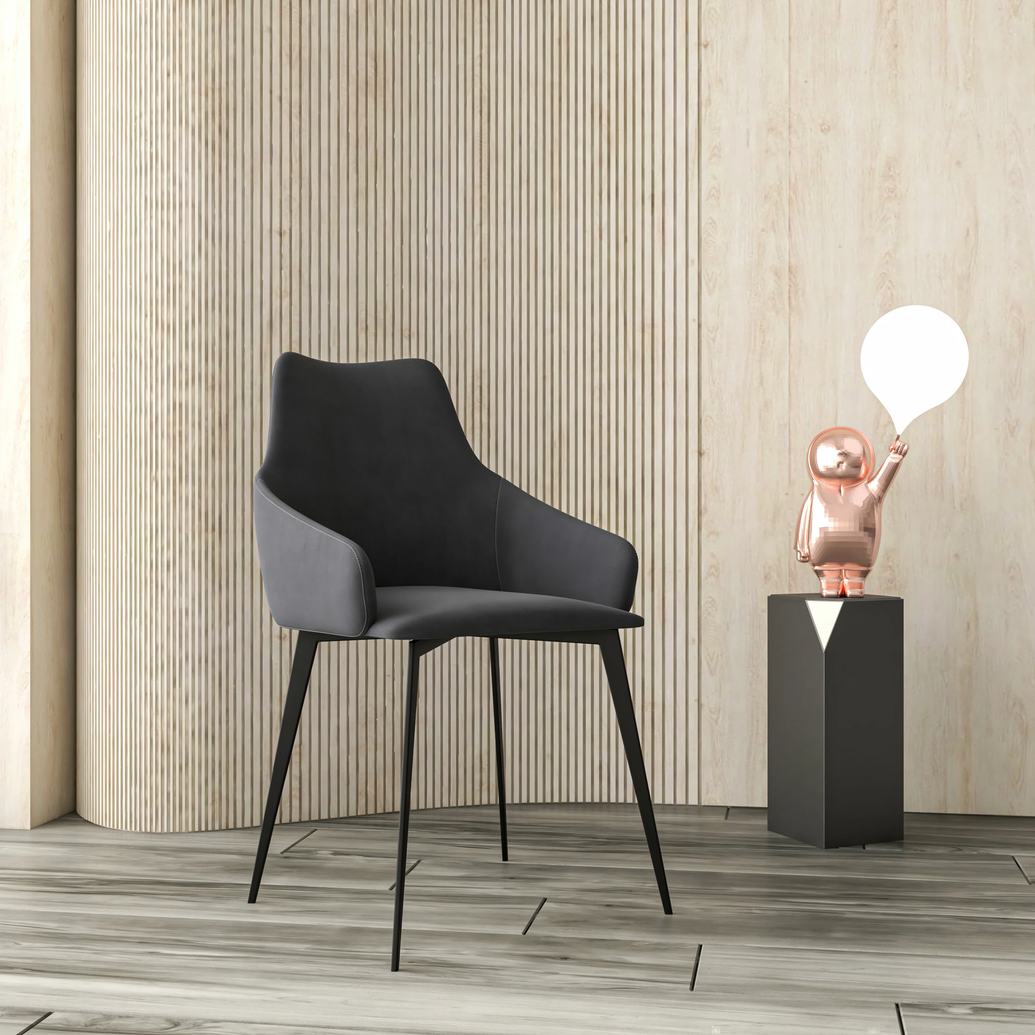 Sonnet Series Modern Dining Chair in Charcoal Fabric