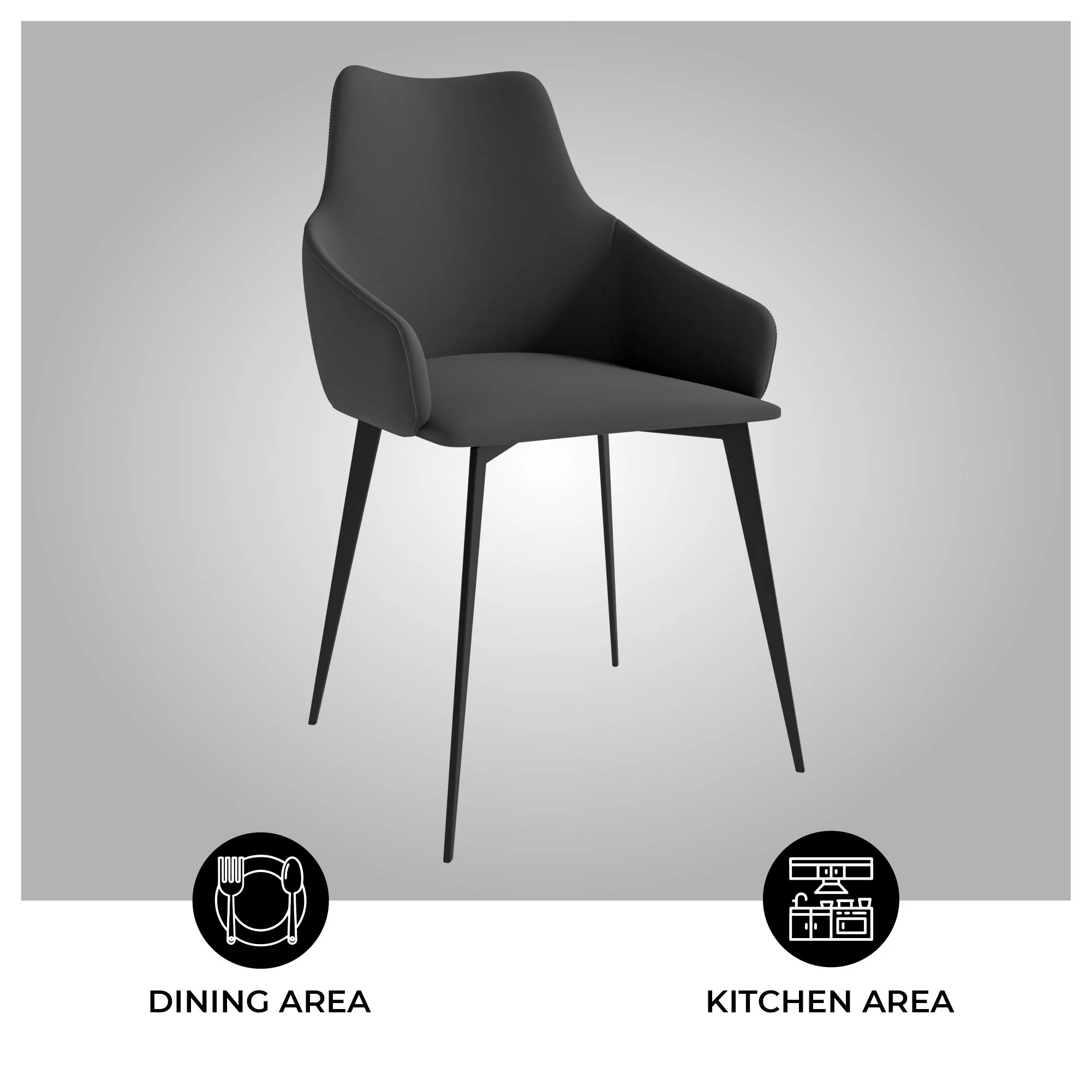 Sonnet Series Modern Dining Chair in Charcoal Fabric