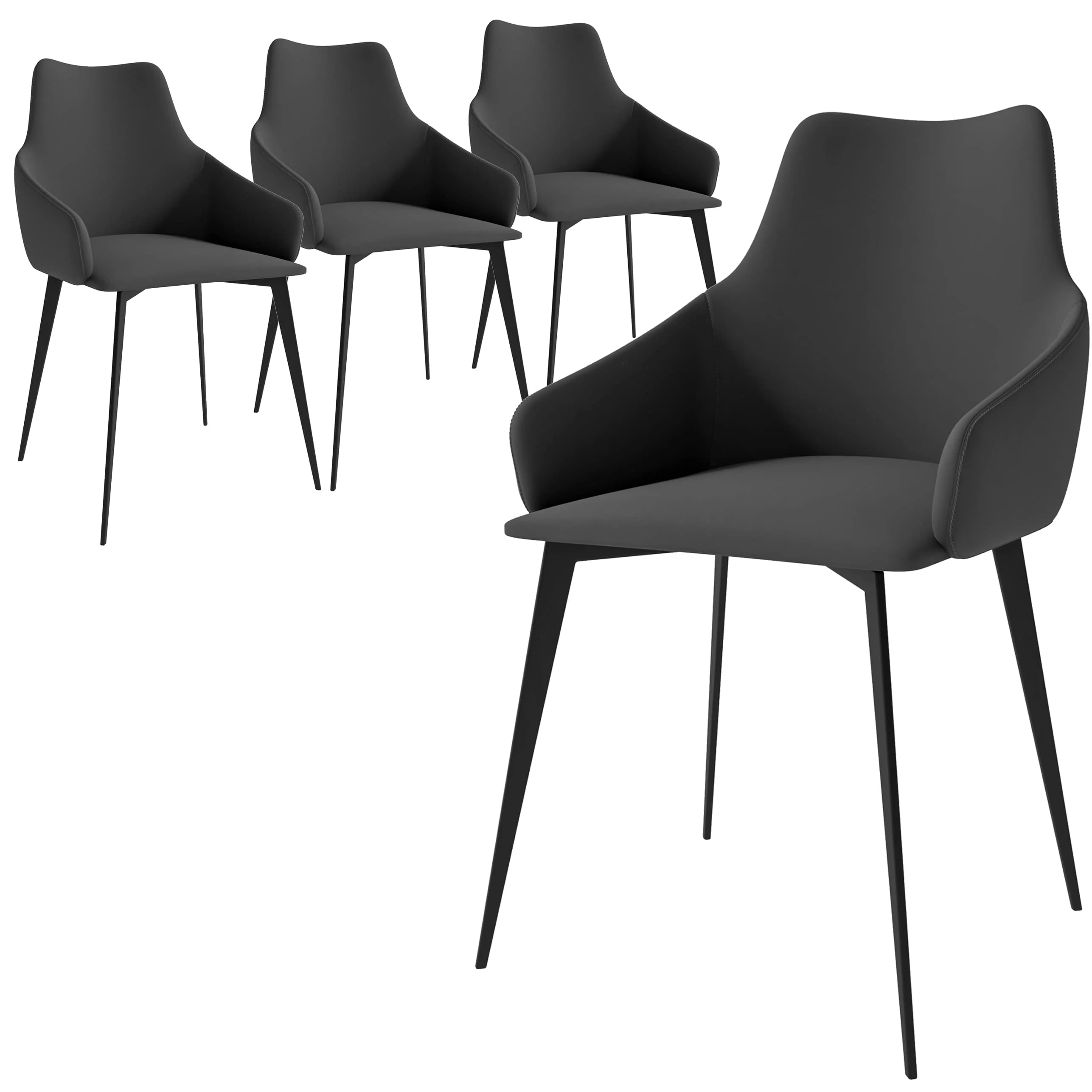 Sonnet Series Modern Dining Chair in Charcoal Fabric - Set of 4