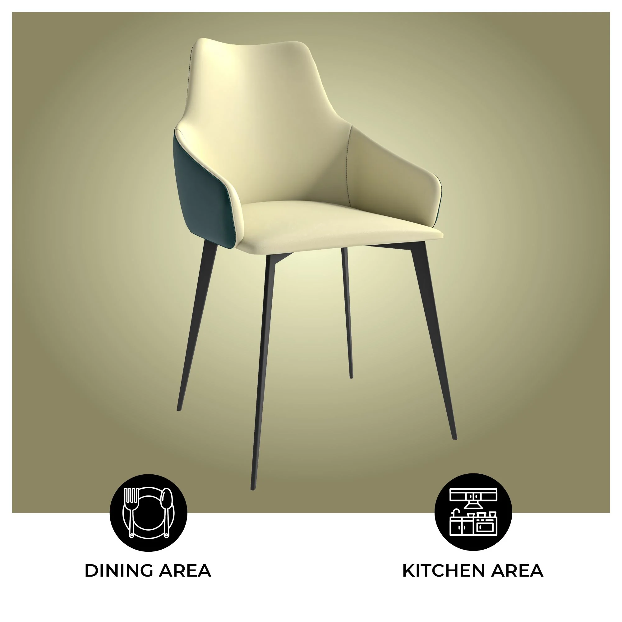 Sonnet Series Modern Dining Chair in Cream/Green