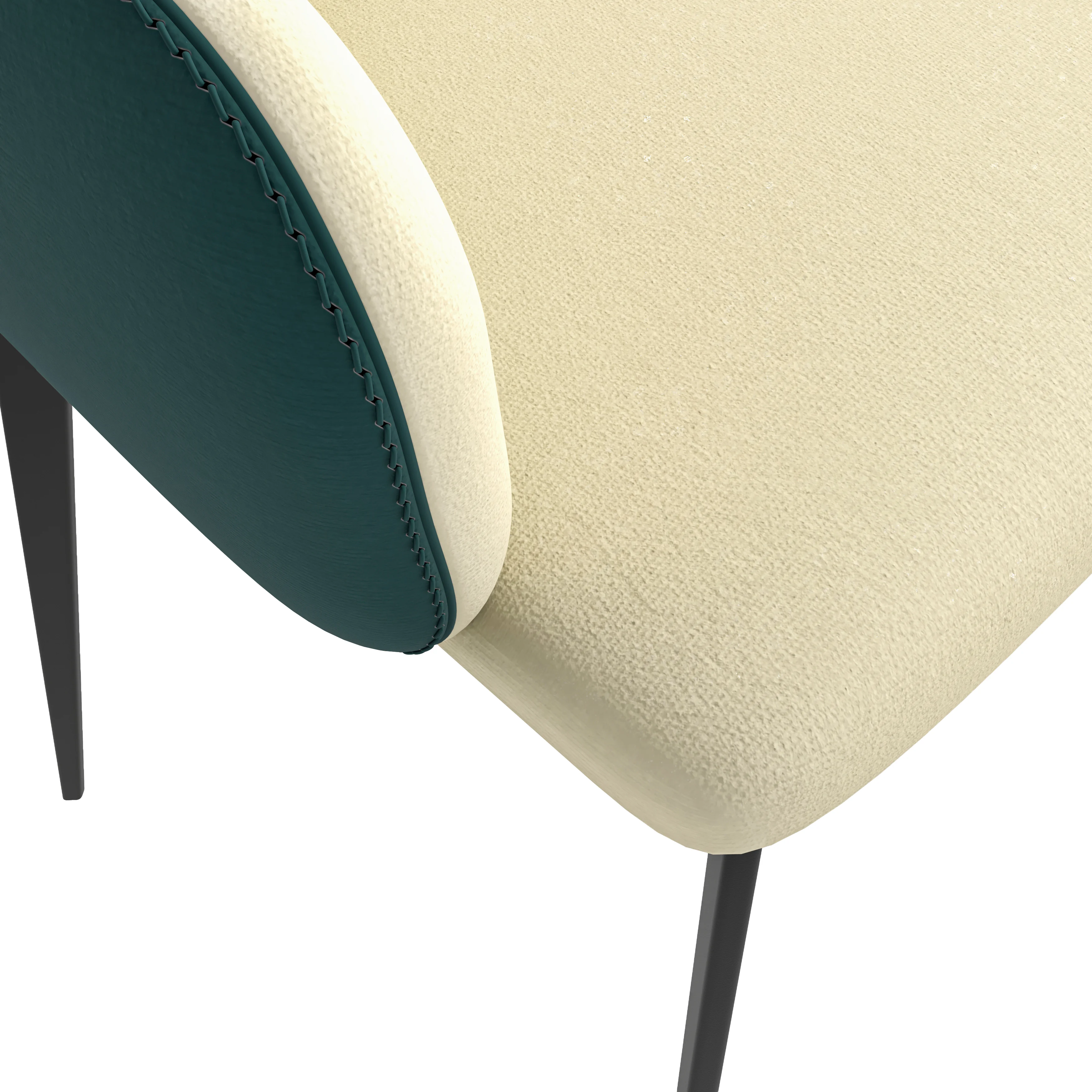 Sonnet Series Modern Dining Chair in Cream/Green - Set of 2