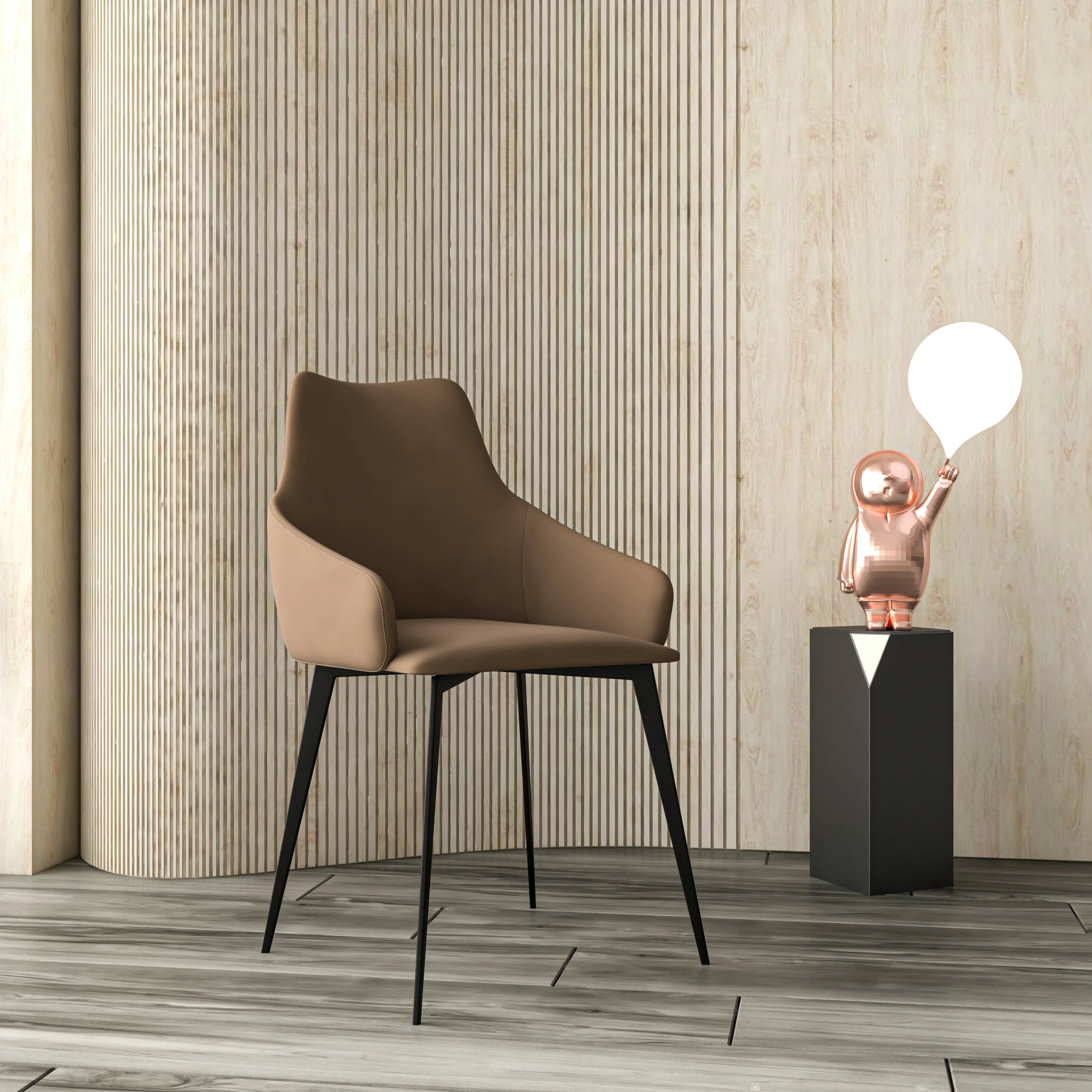 Sonnet Series Modern Dining Chair in Light Brown Fabric