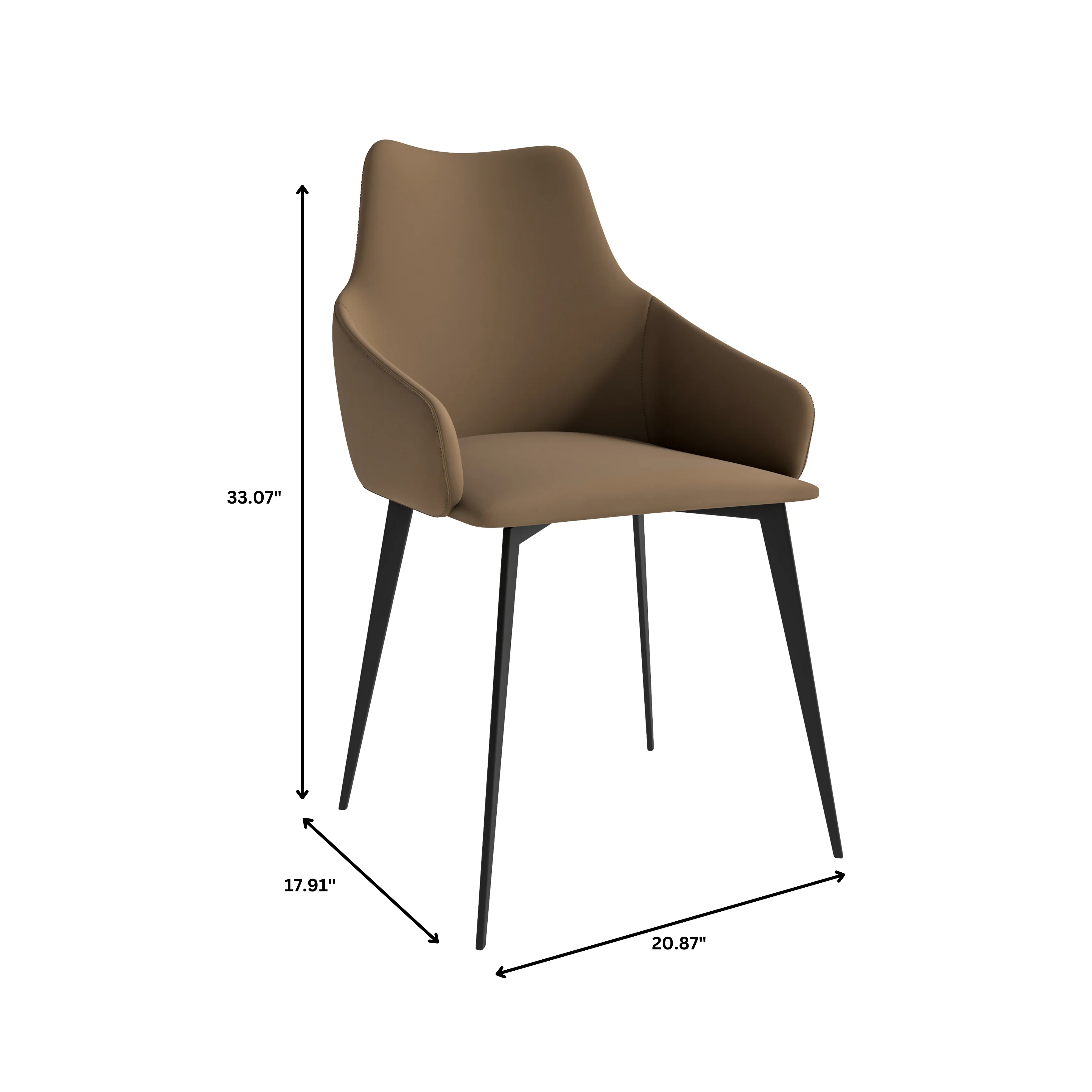 Sonnet Series Modern Dining Chair in Light Brown Fabric - Set of 2
