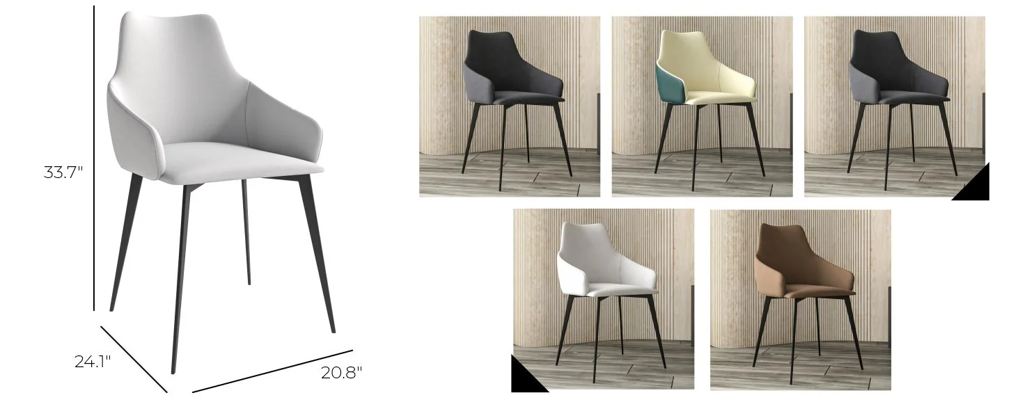 Sonnet Series Modern Dining Chair in Coconut White Fabric - Set of 2