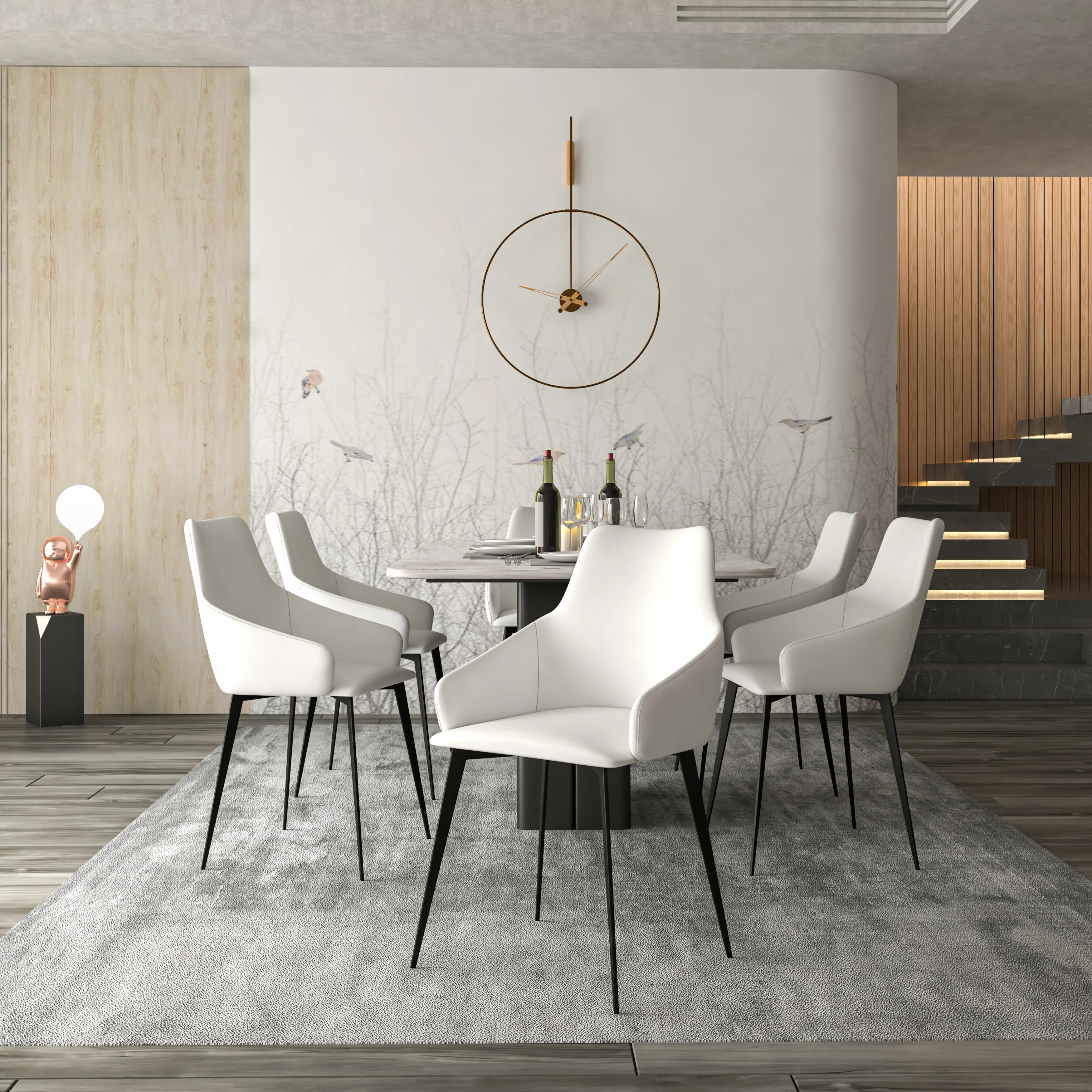 Sonnet Series Modern Dining Chair in Coconut White Fabric - Set of 2