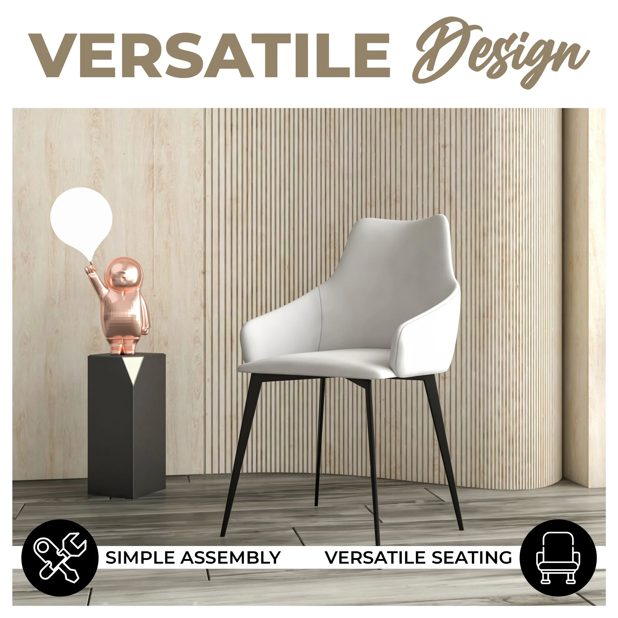 Sonnet Series Modern Dining Chair in Coconut White Fabric - Set of 2