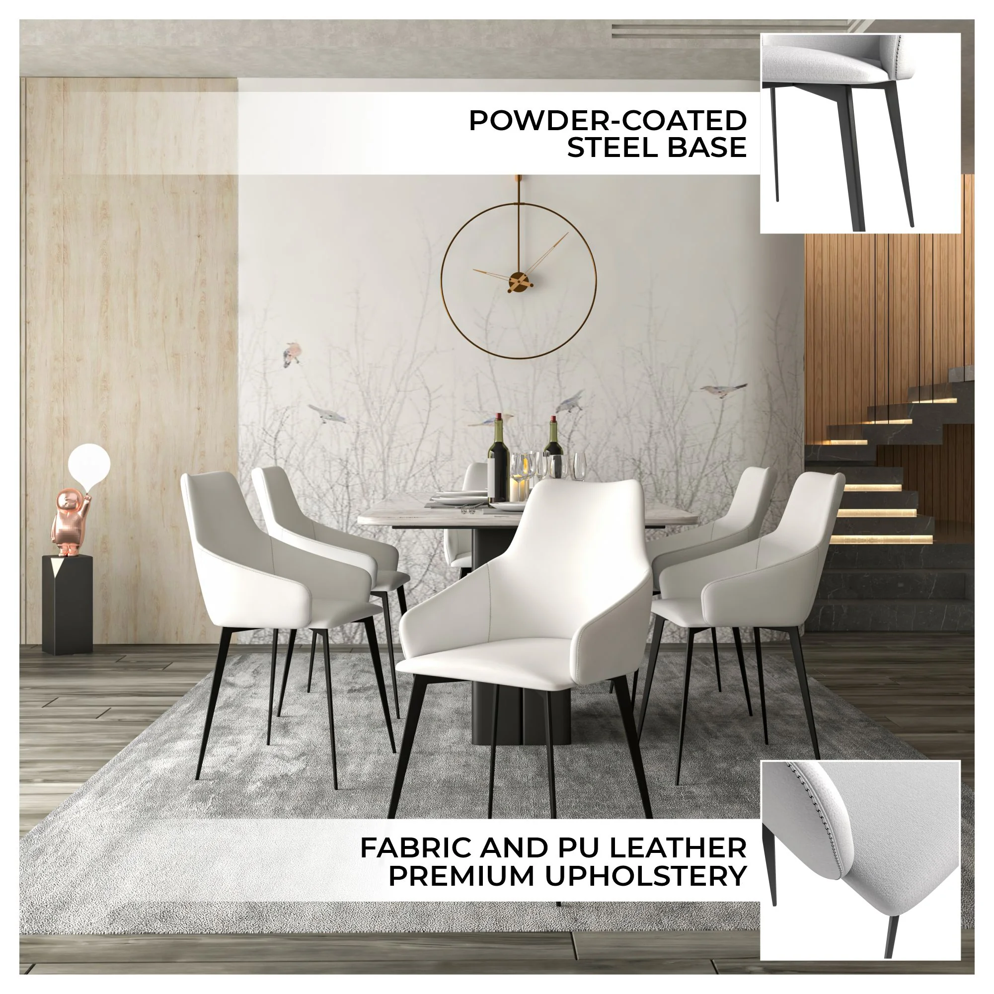 Sonnet Series Modern Dining Chair in Charcoal Fabric - Set of 4