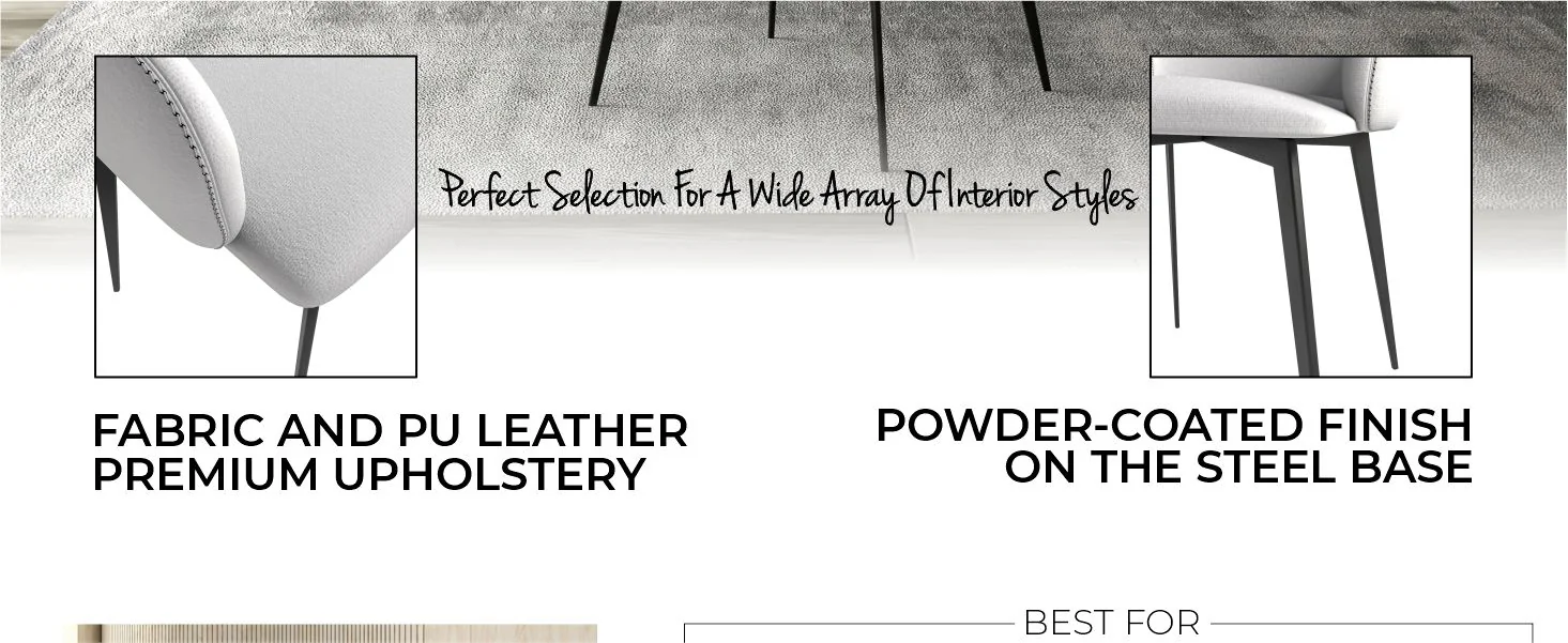 Sonnet Series Modern Dining Chair in Charcoal Fabric - Set of 4