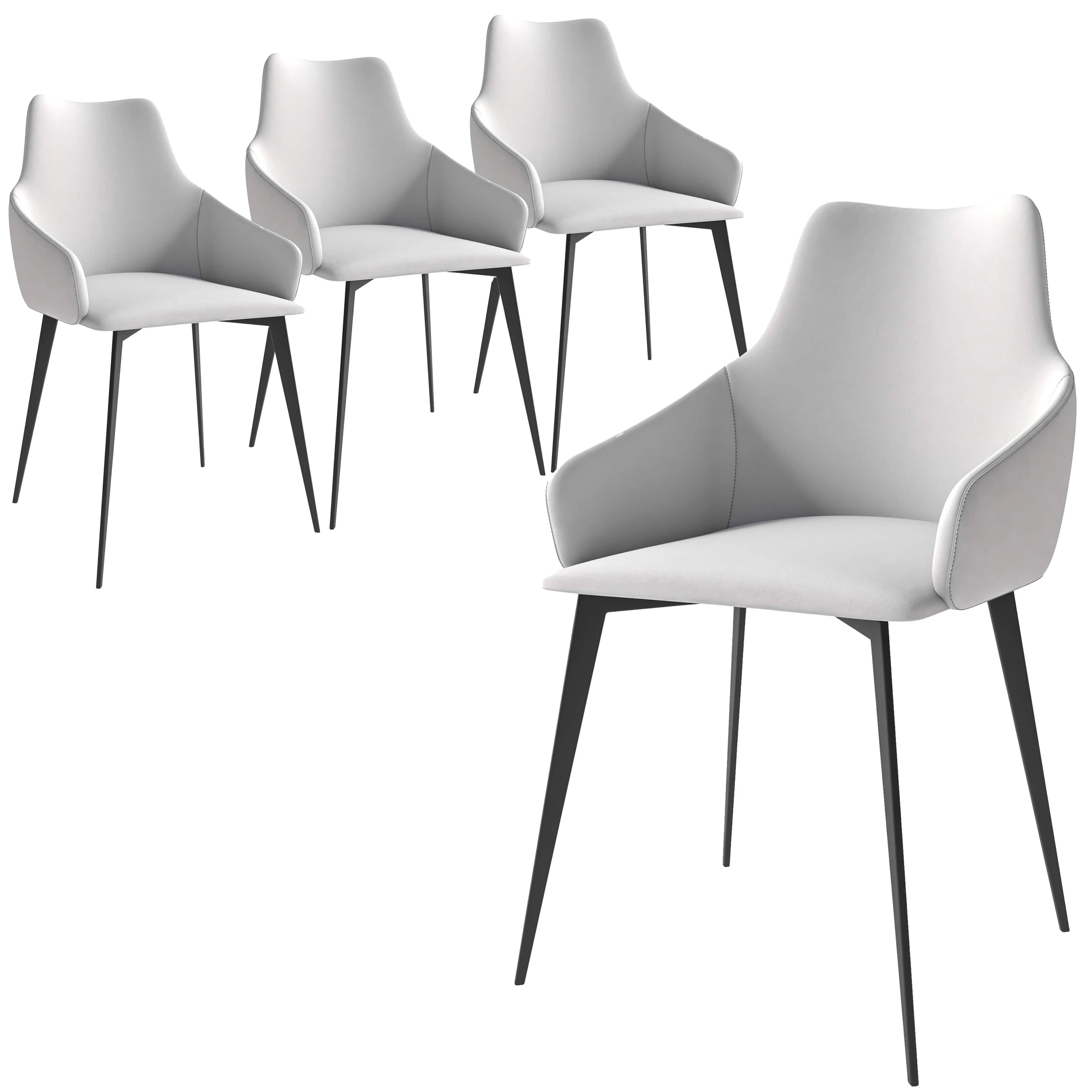 Sonnet Series Modern Dining Chair in Charcoal Fabric - Set of 4