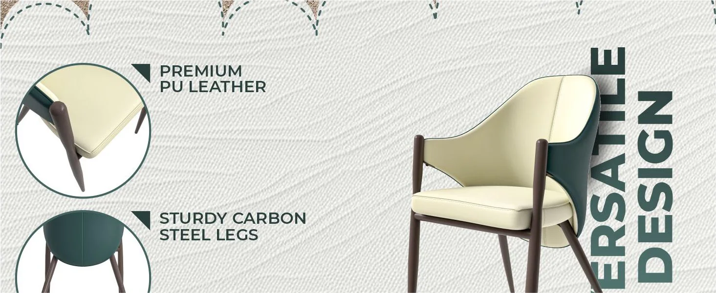 Sante Collection Modern Dining Chair in Cream/Green