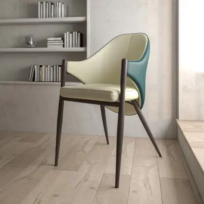 Sante Collection Modern Dining Chair in Cream/Green