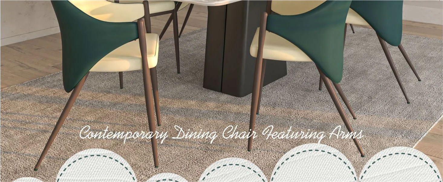 Sante Collection Modern Dining Chair Set of 2 in Cream/Green