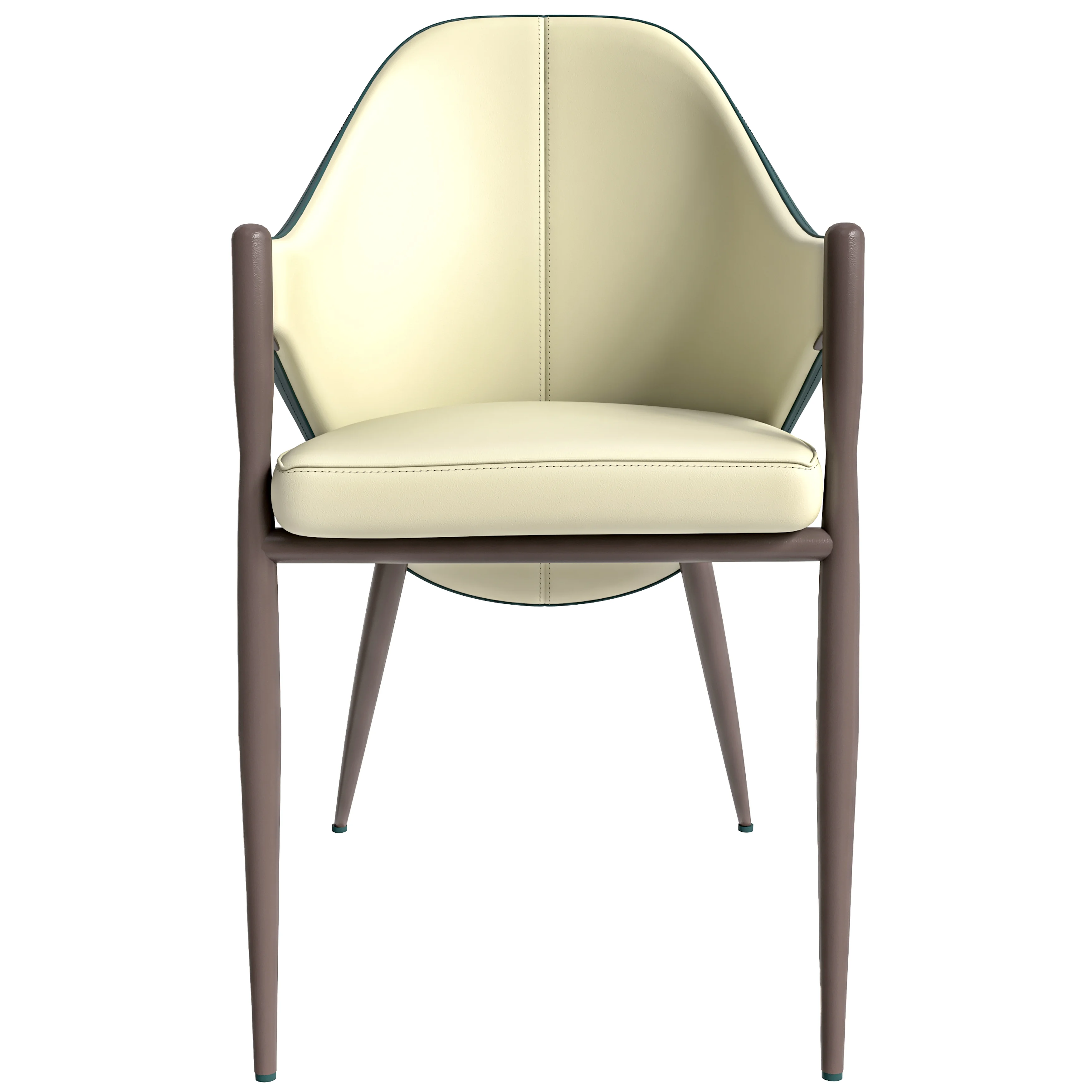 Sante Collection Modern Dining Chair Set of 2 in Cream/Green