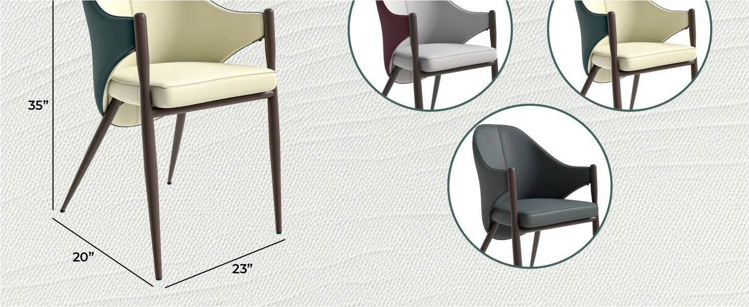 Sante Collection Modern Dining Chair Set of 4 in Cream/Green
