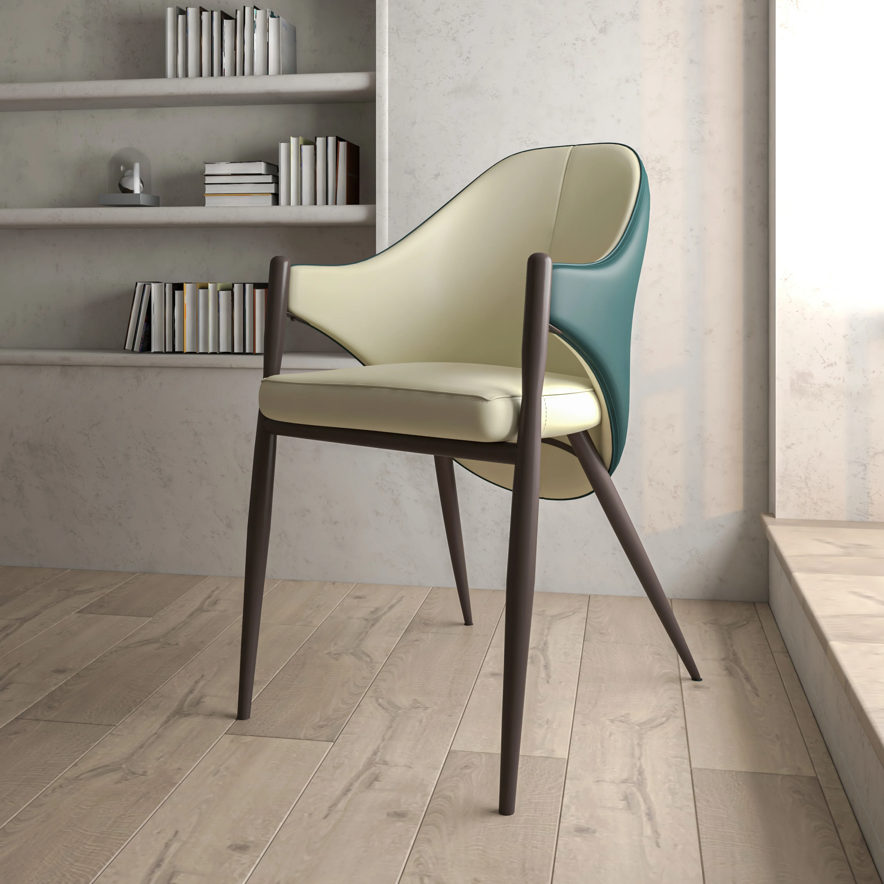 Sante Collection Modern Dining Chair Set of 4 in Cream/Green