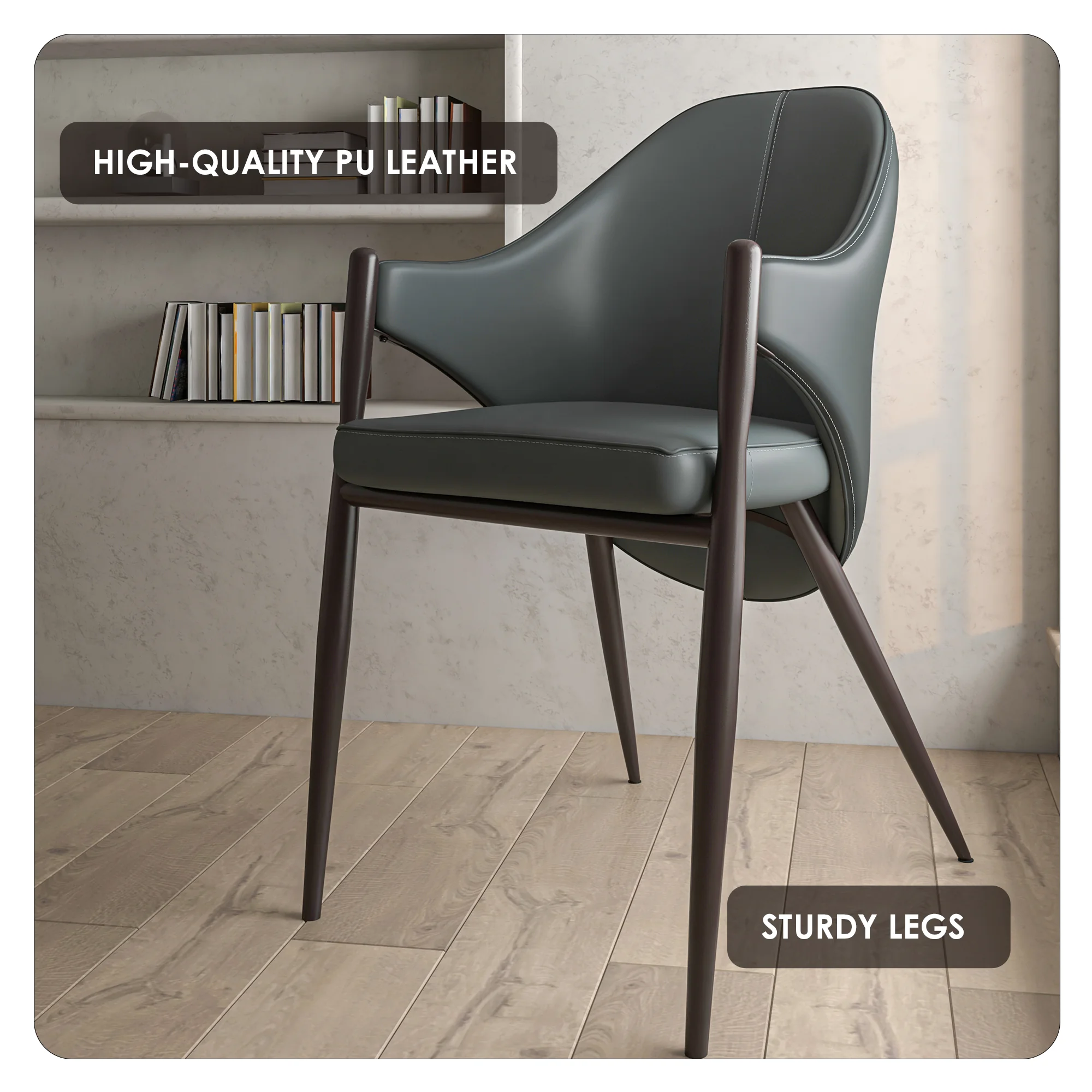 Sante Collection Modern Dining Chair Set of 2 in Grey