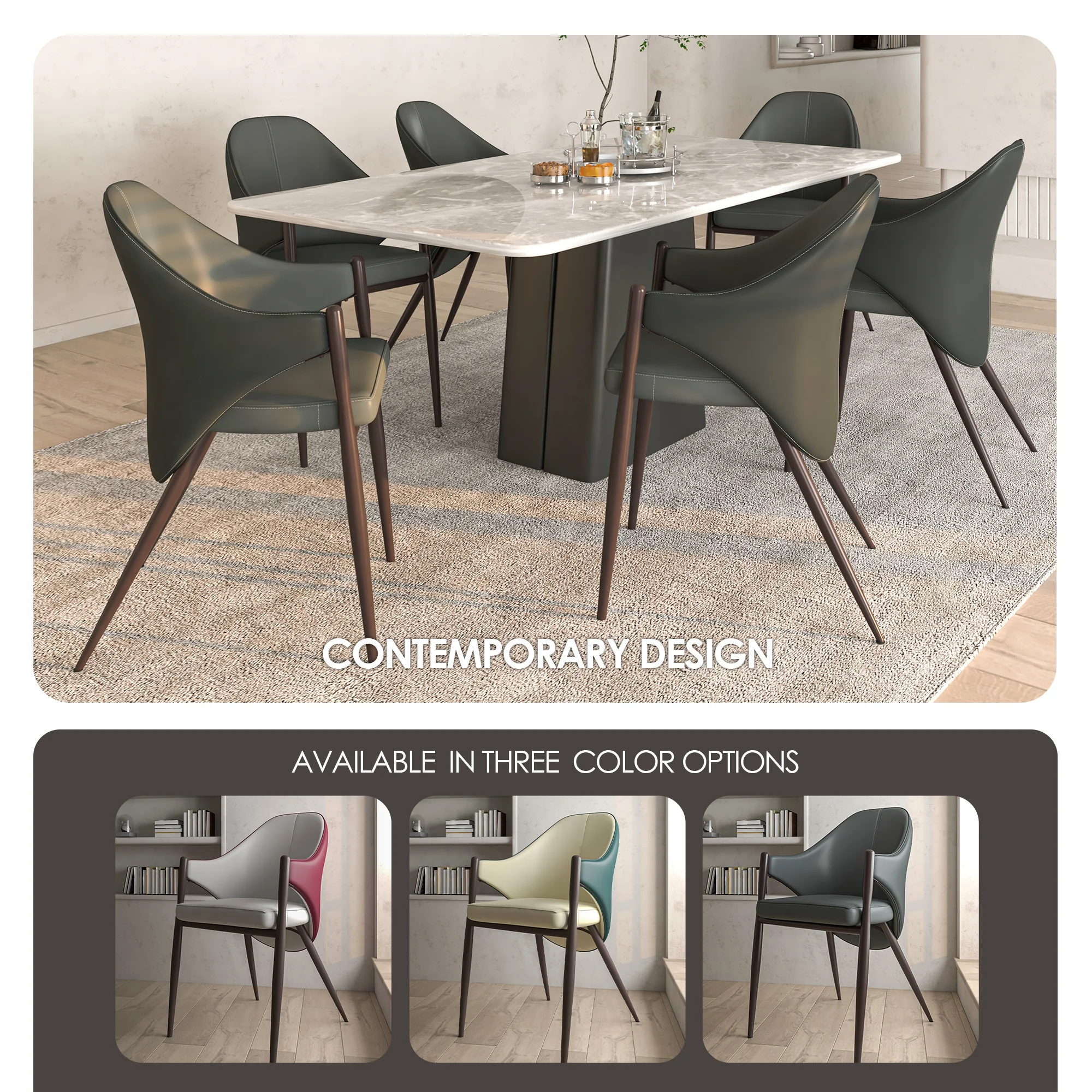 Sante Collection Modern Dining Chair Set of 4 in Grey