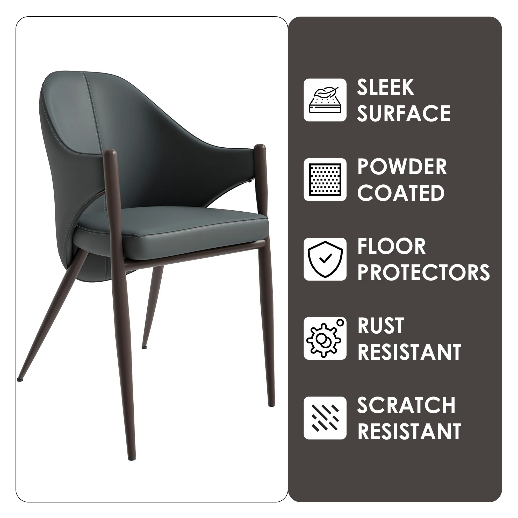 Sante Collection Modern Dining Chair Set of 4 in Grey