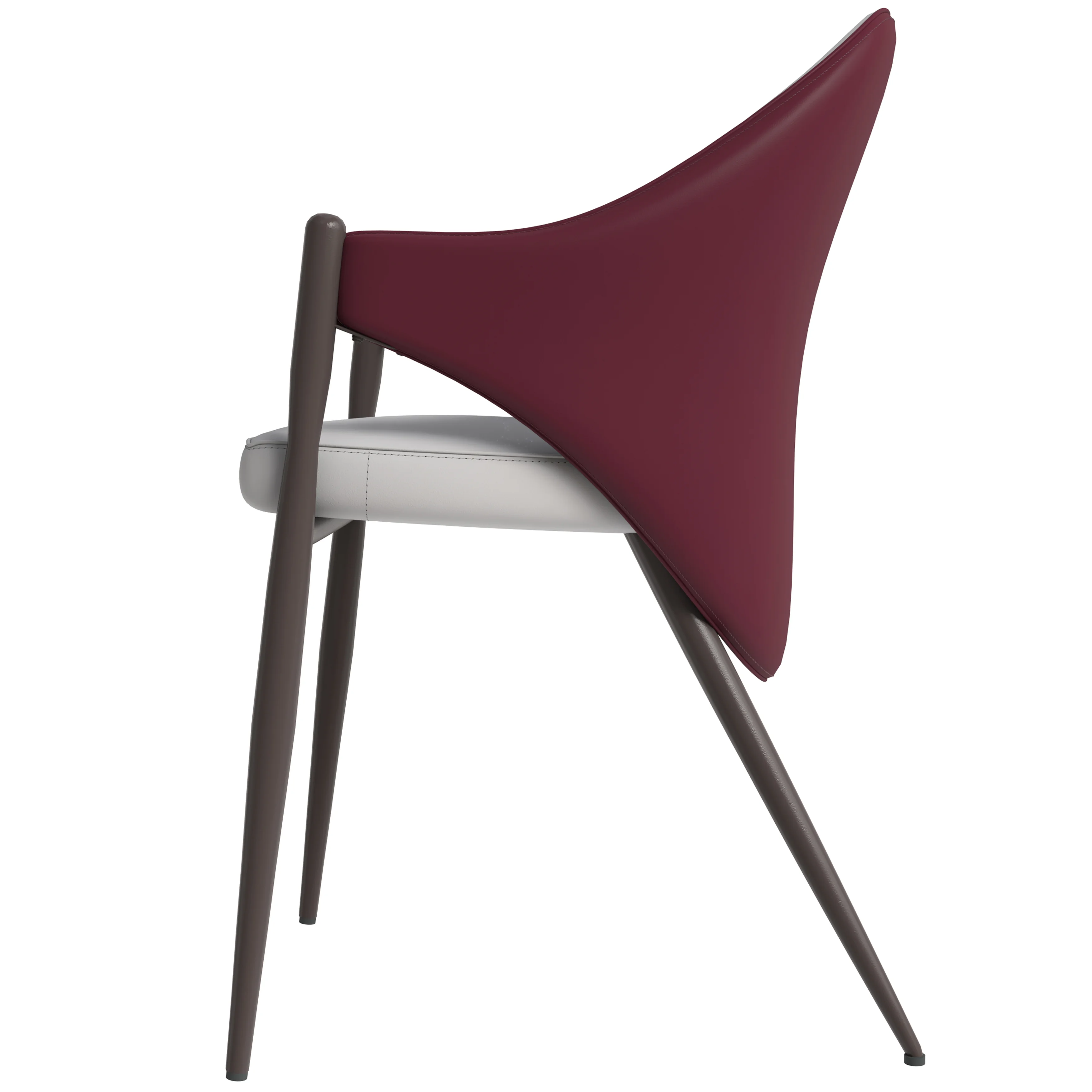 Sante Collection Modern Dining Chair in White/Bordouex