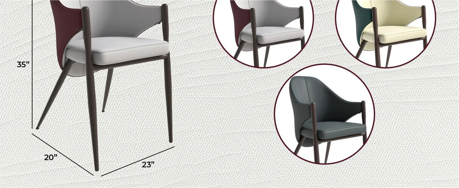 Sante Collection Modern Dining Chair Set of 2 in White/Bordouex