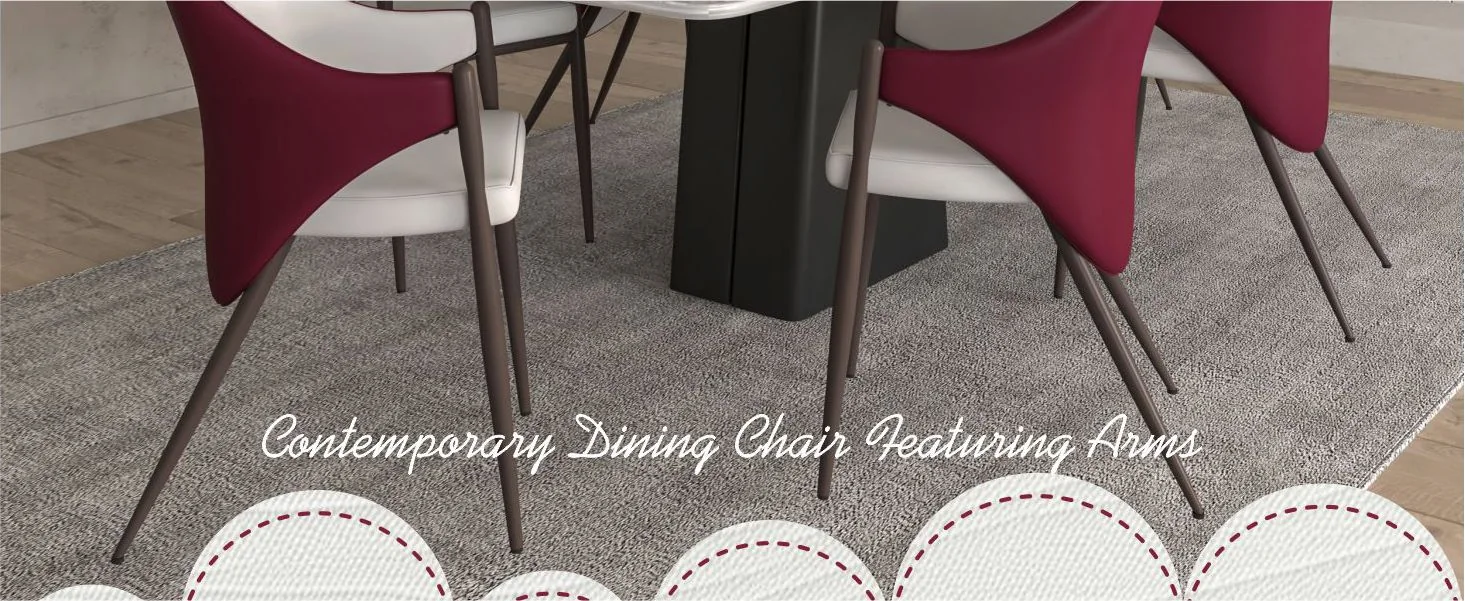 Sante Collection Modern Dining Chair Set of 2 in White/Bordouex