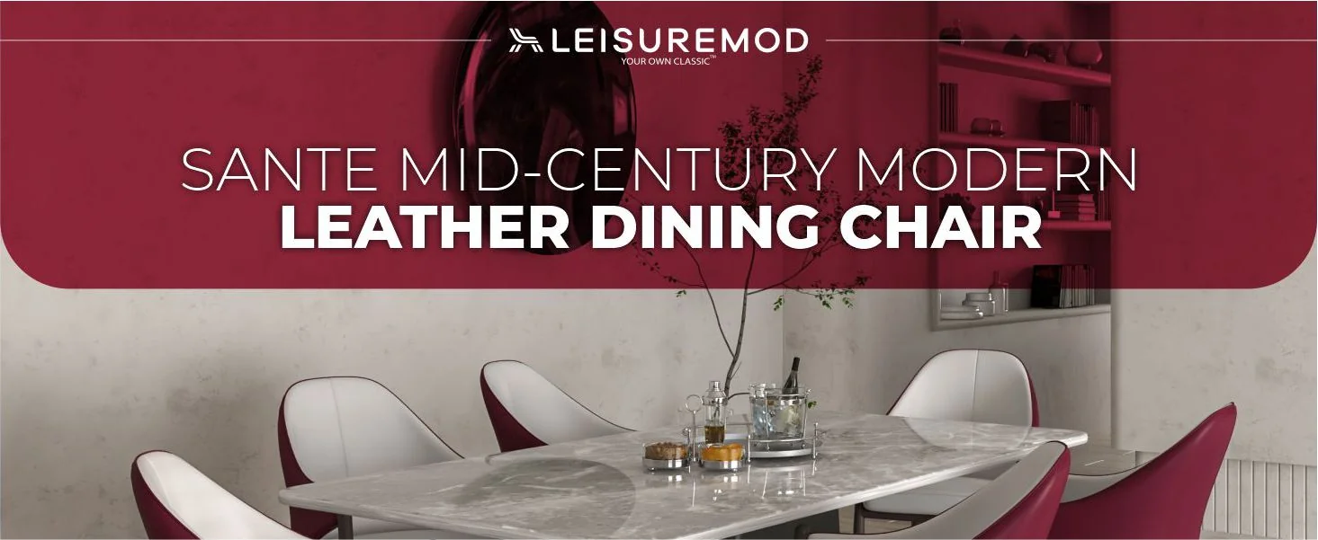 Sante Collection Modern Dining Chair Set of 4 in White/Bordouex