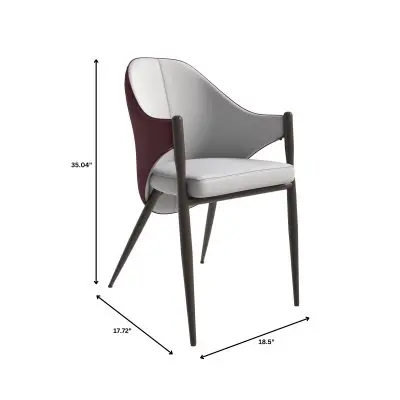 Sante Collection Modern Dining Chair Set of 4 in White/Bordouex