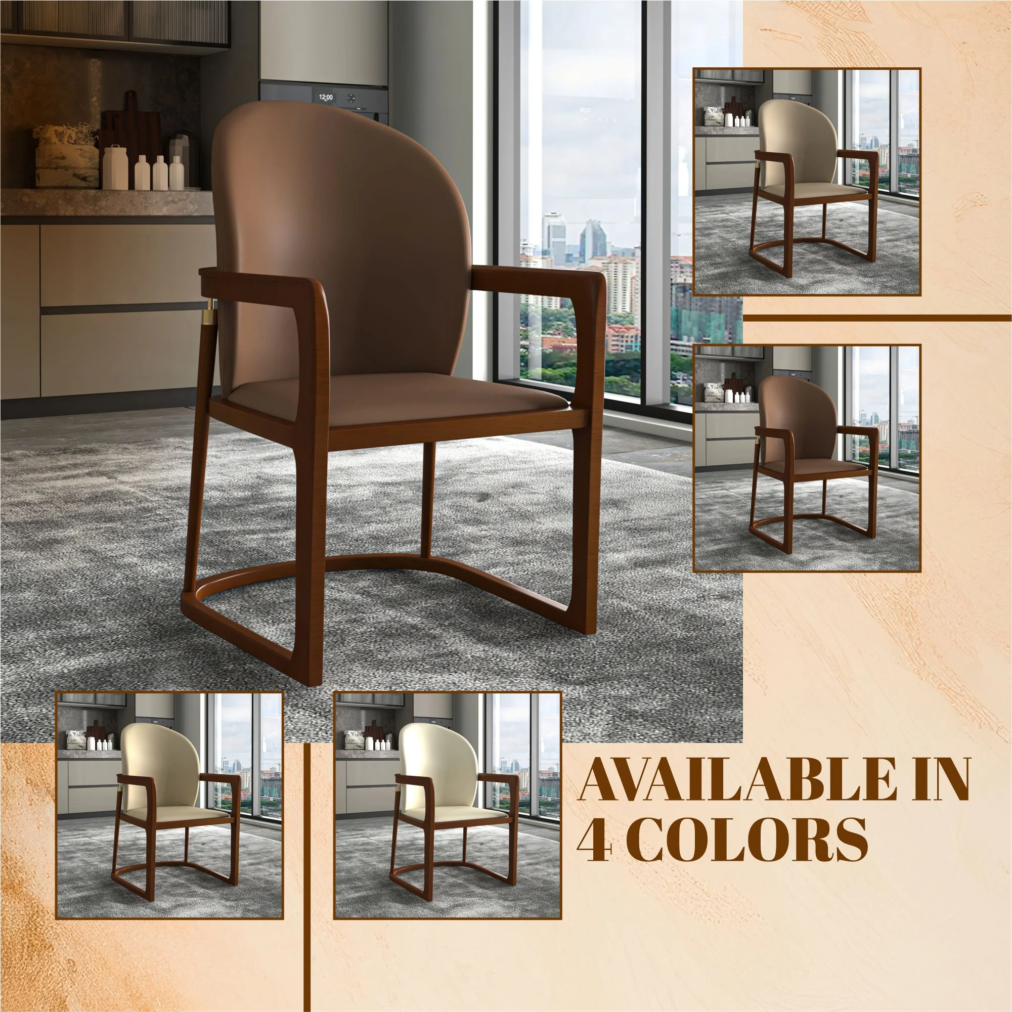 Svelta Elegant Wooden Dining Chair in Brown