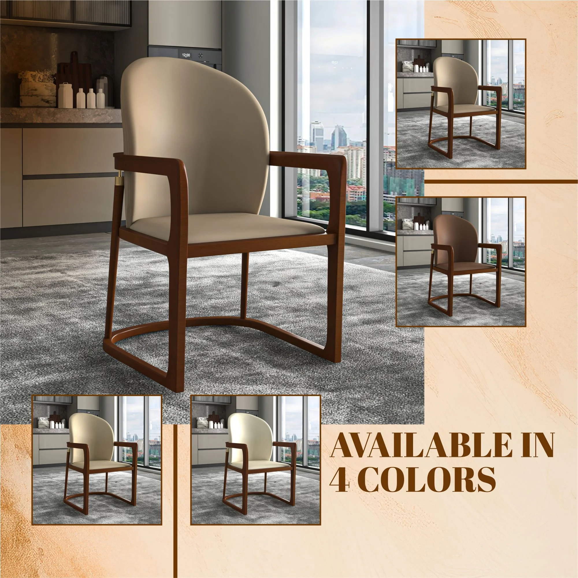 Svelta Elegant Wooden Dining Chair in Dark Toupe