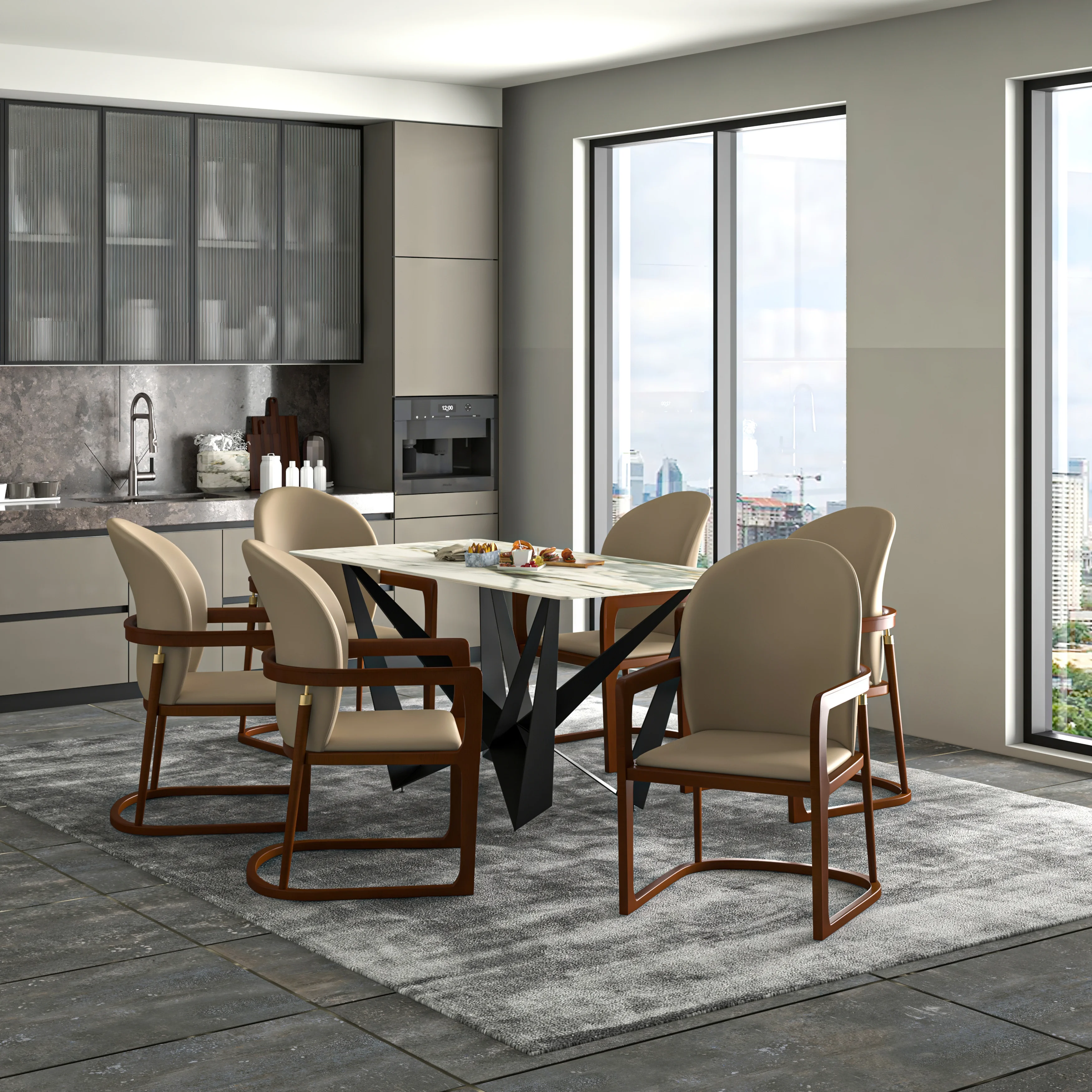 Svelta Elegant Wooden Dining Chair in Dark Toupe